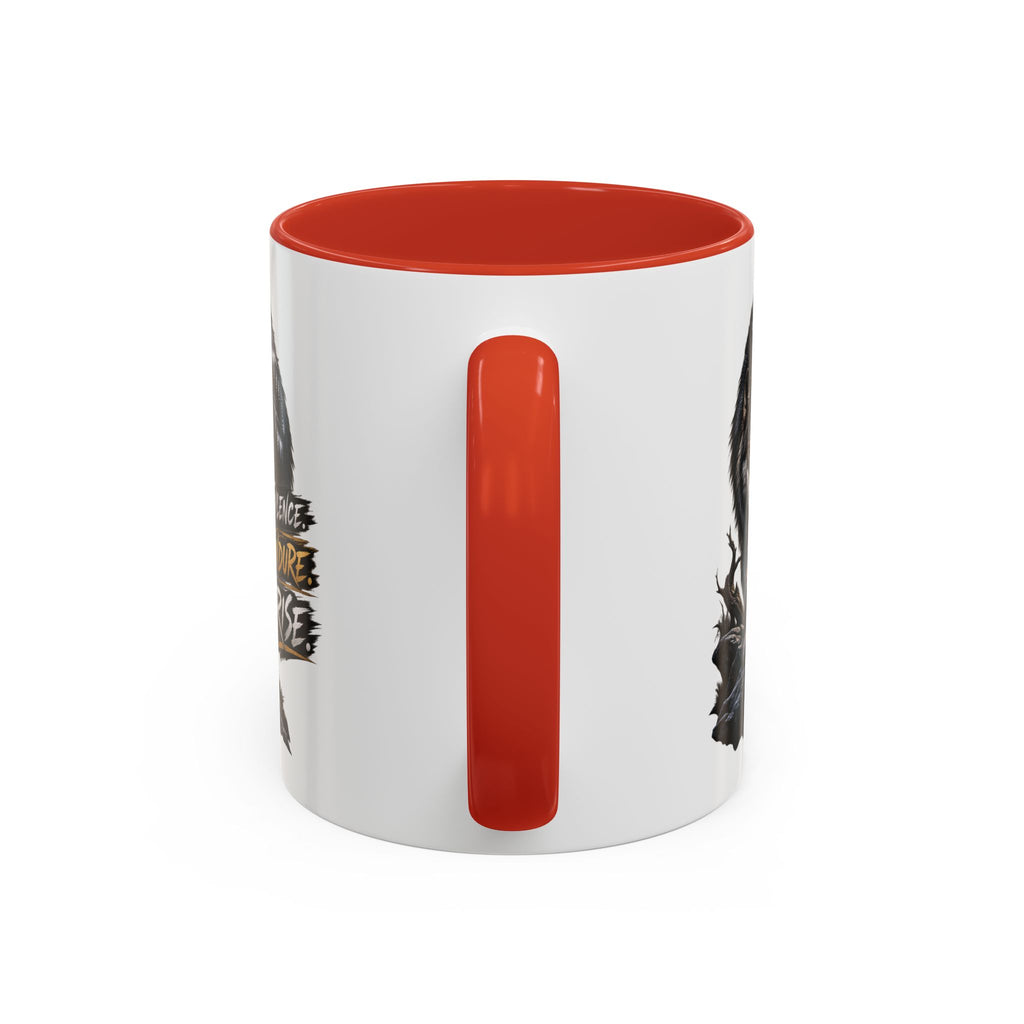 Wolf Graphic Coffee Mug — "Silence Endure Rise" Accent Ceramic Mug (11/15oz)