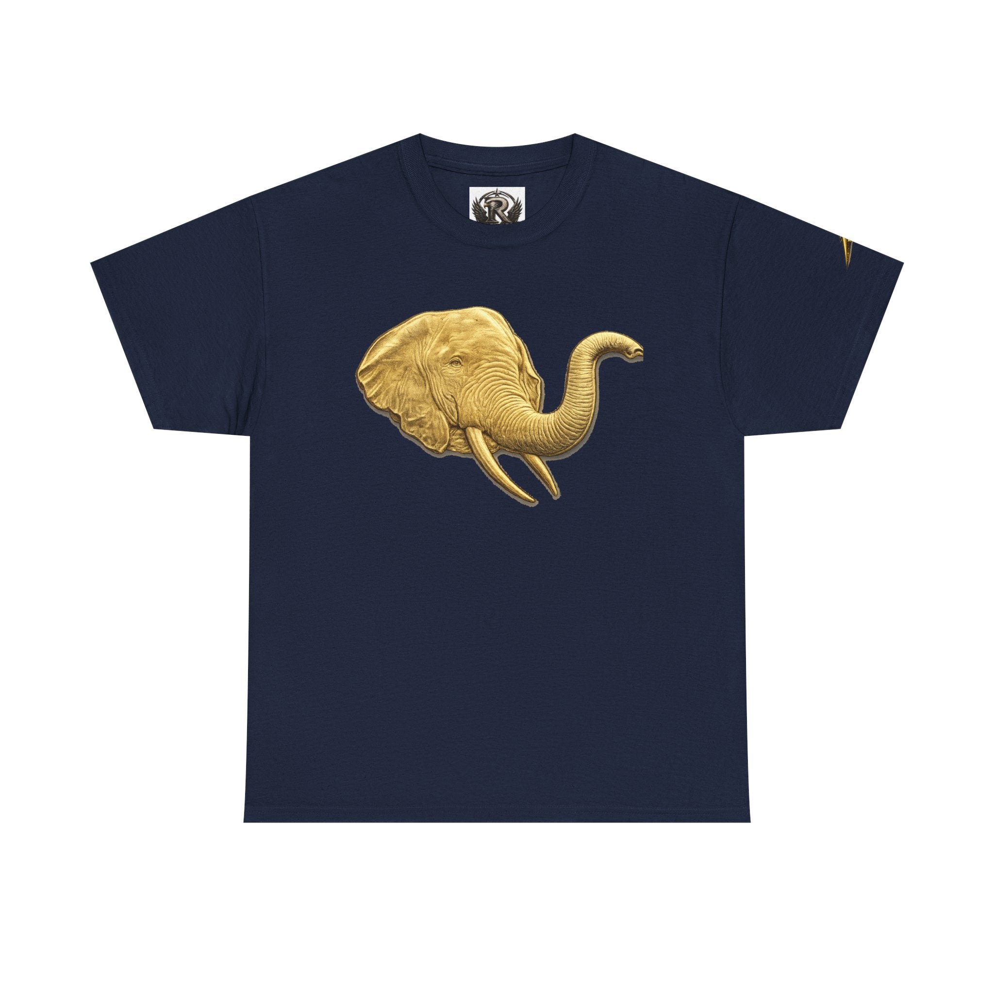 Gold Elephant Head Tee — Vintage Animal Graphic T-Shirt
