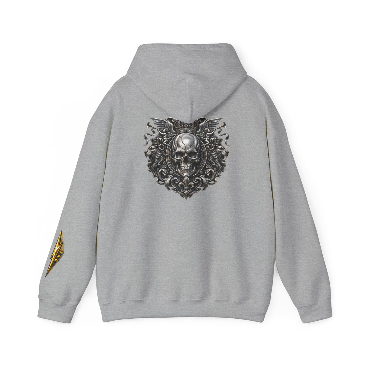 Skull Crest Hoodie – Gothic Ornate Skull Back Graphic Sweatshirt
