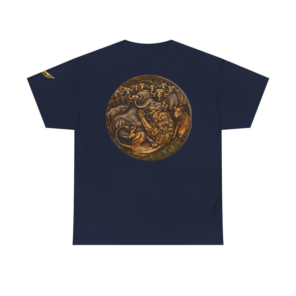 Mythic Animal Medallion Tee — Vintage Bronze Fantasy Backprint T-Shirt