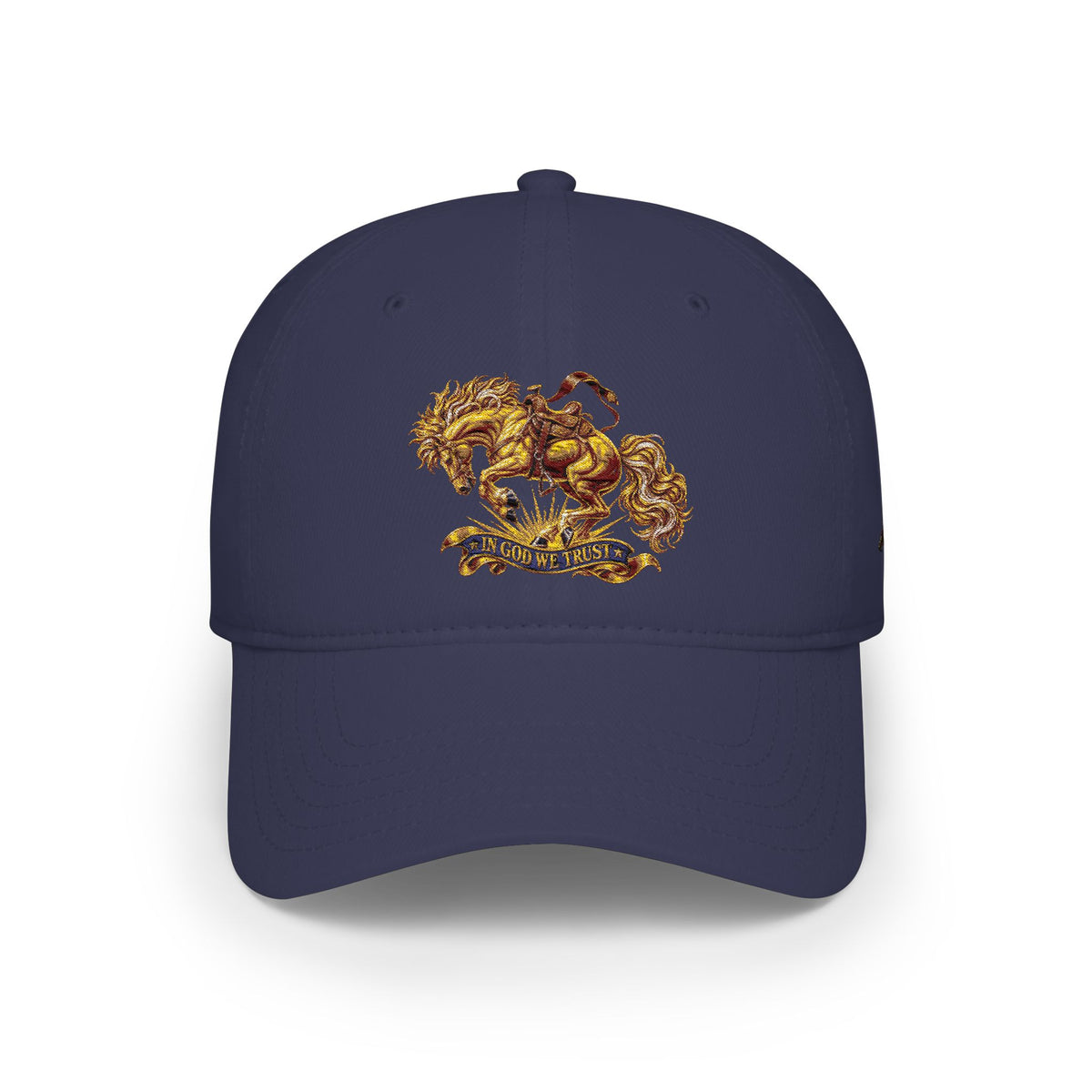 Horse Embroidered Baseball Cap — In God We Trust Design