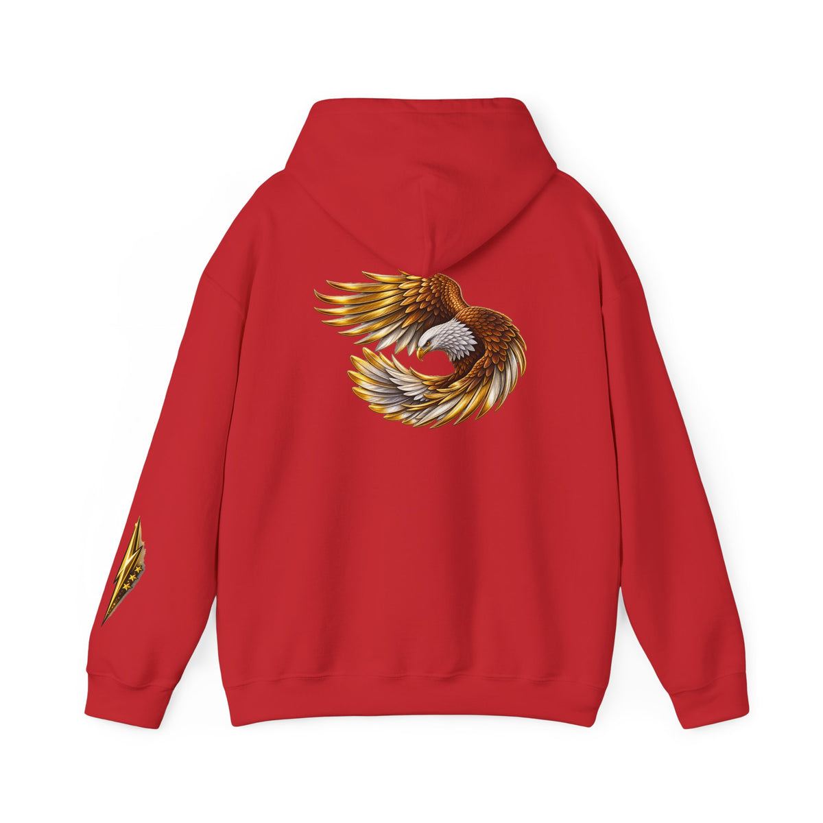 Eagle Wing Circle Hoodie — Golden Flying Eagle Back Graphic Sweatshirt
