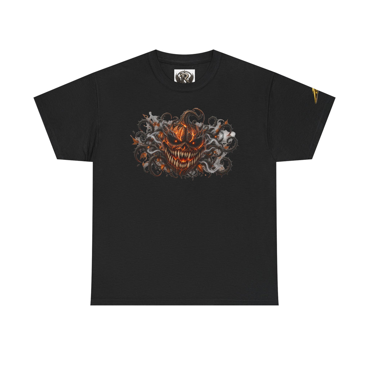 Graphic Tee — Fiery Pumpkin Demon Design (Halloween Horror Shirt)