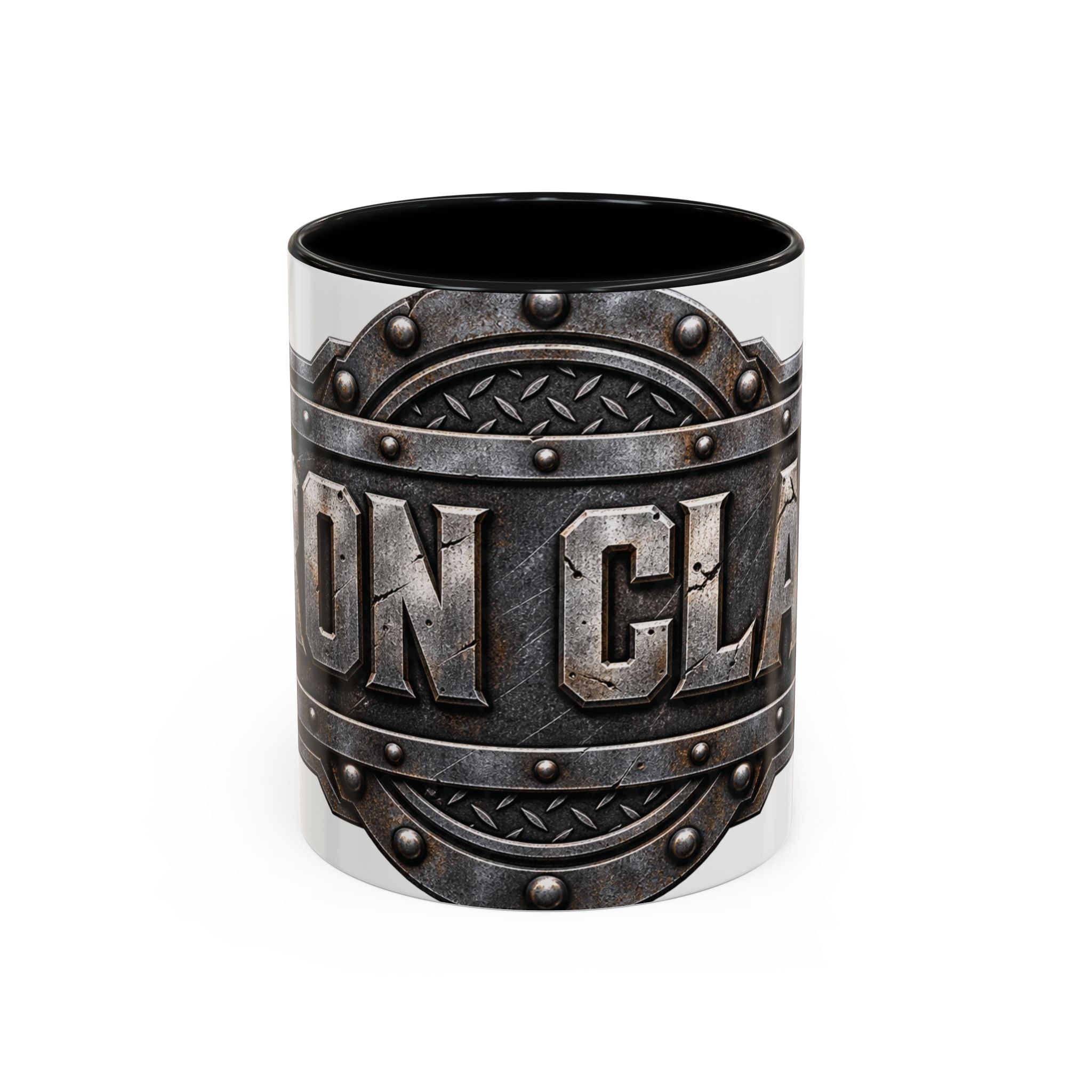 Metal Shield Coffee Mug — 'Iron Clad' Rustic Industrial Accent Mug