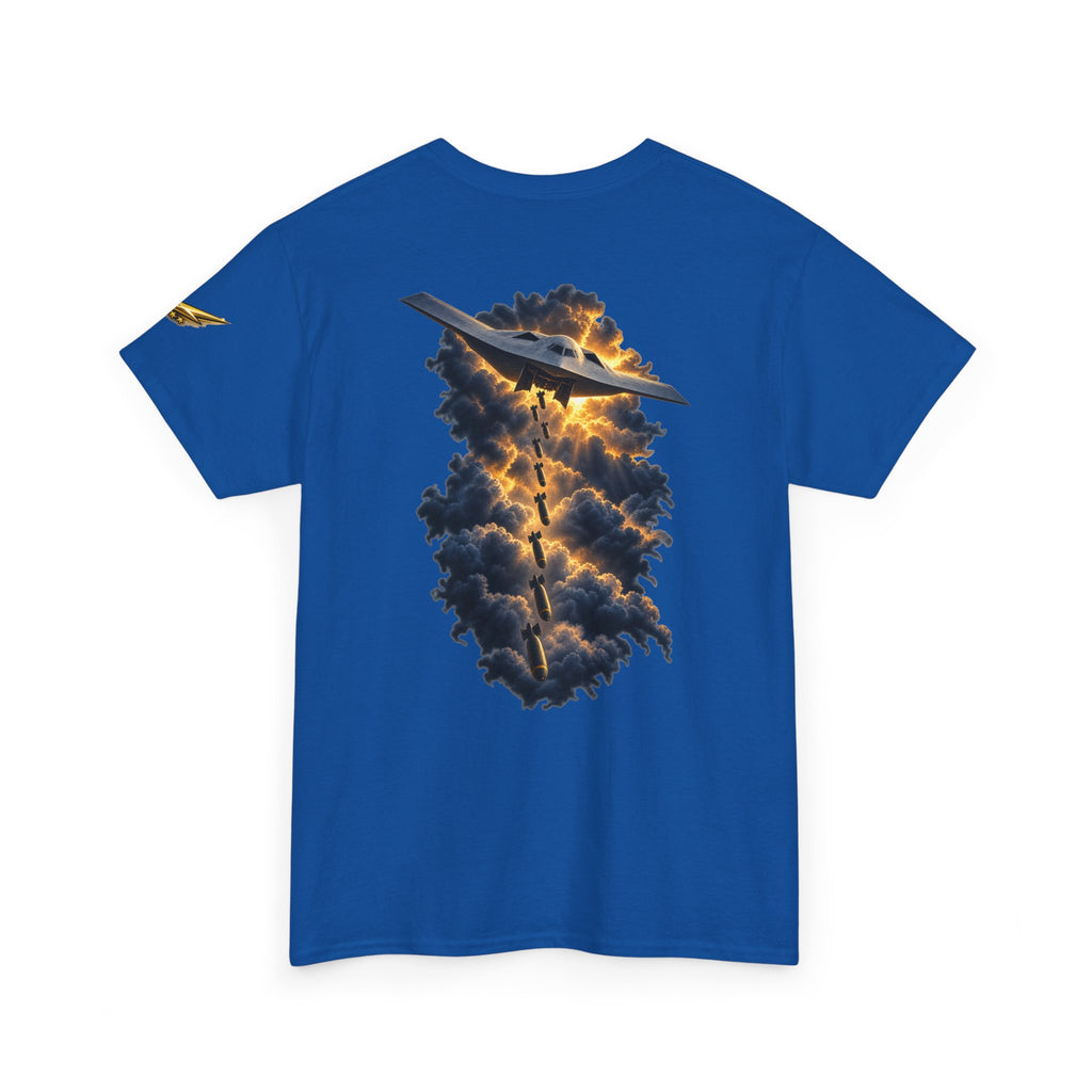 Aviation Graphic Tee — Stealth Jet Over Storm Clouds