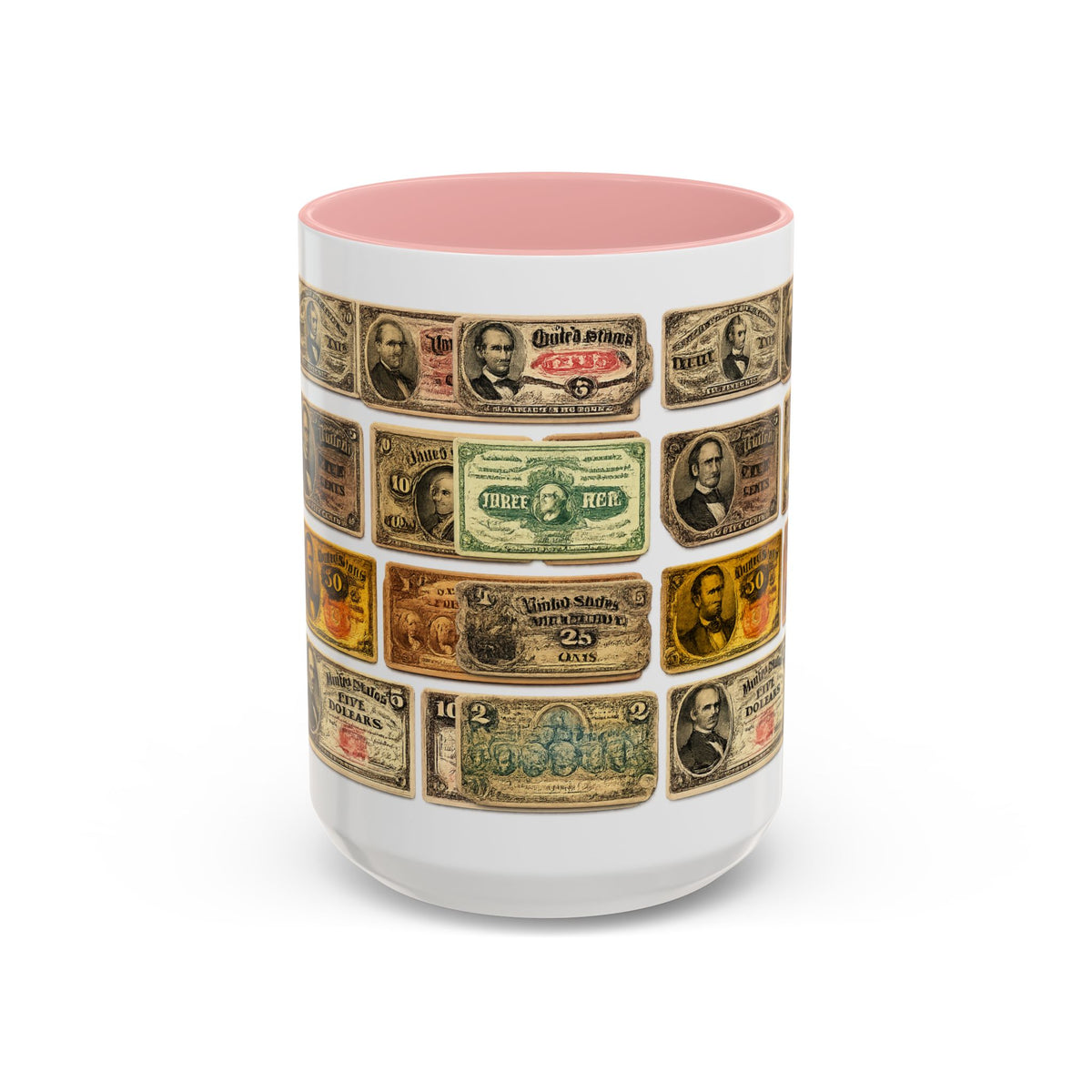 Vintage US Fractional Currency Coffee Mug – Retro Banknote Accent Mug (11/15 oz)