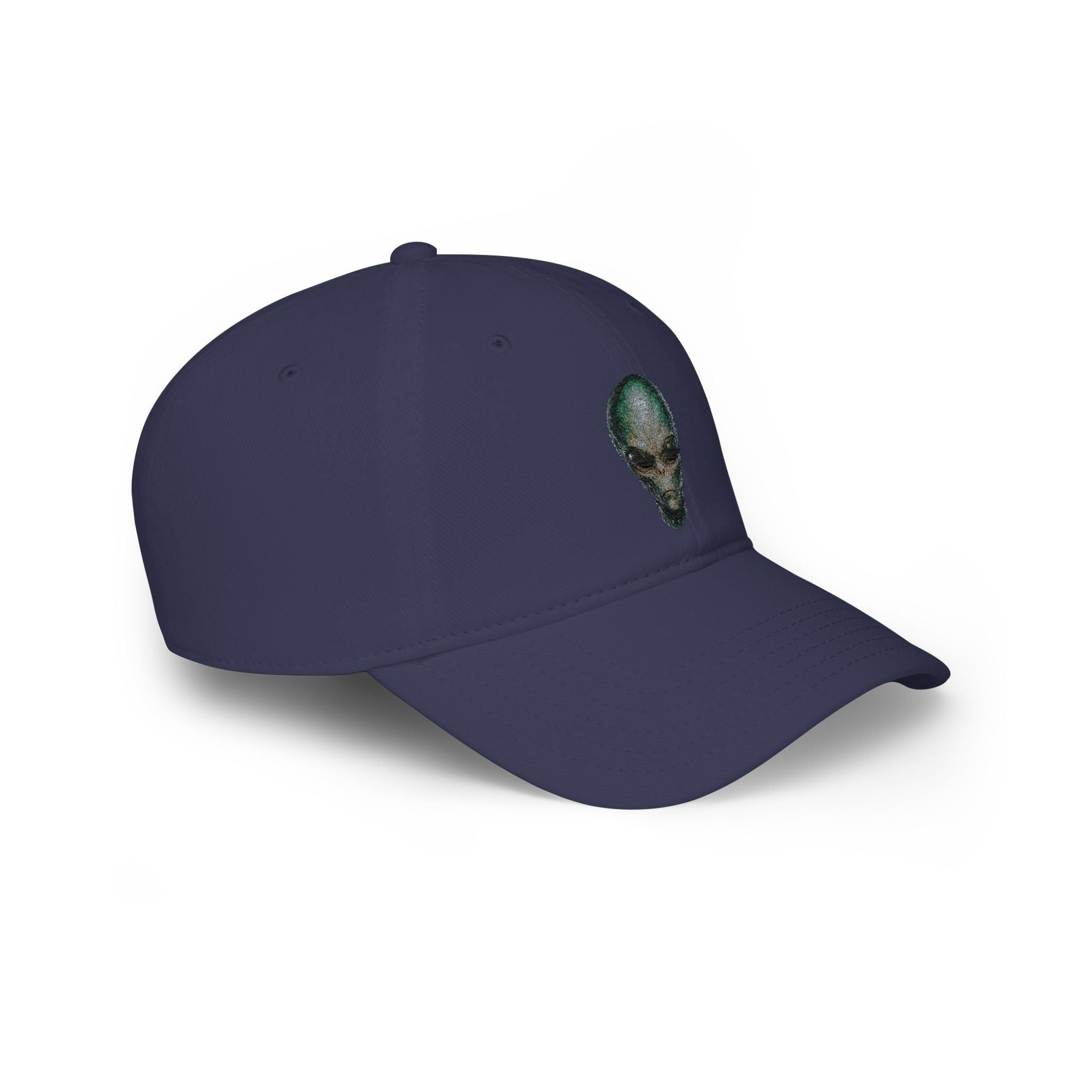 Alien Skull Red Baseball Cap — Retro Space Graphic Low Profile Hat