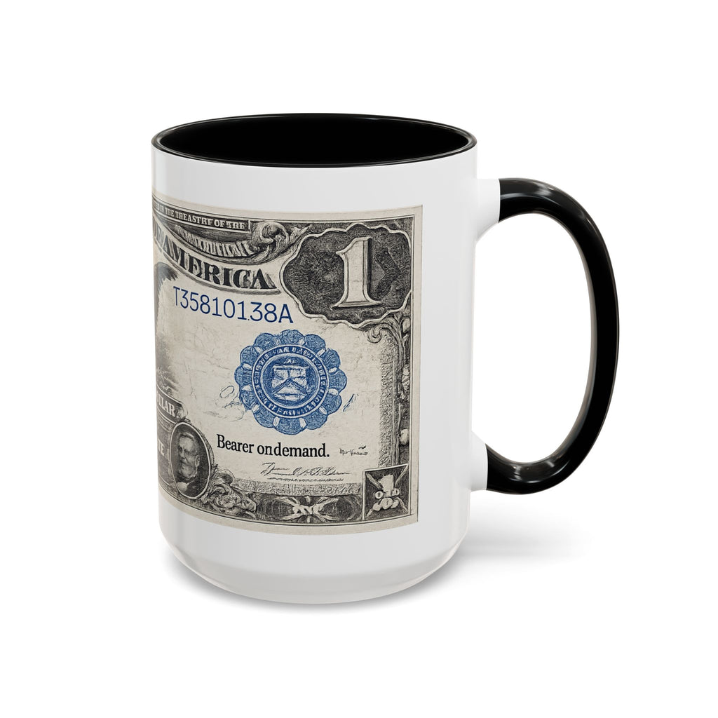 Dollar Bill Accent Coffee Mug — Vintage US Currency Design (11/15oz)
