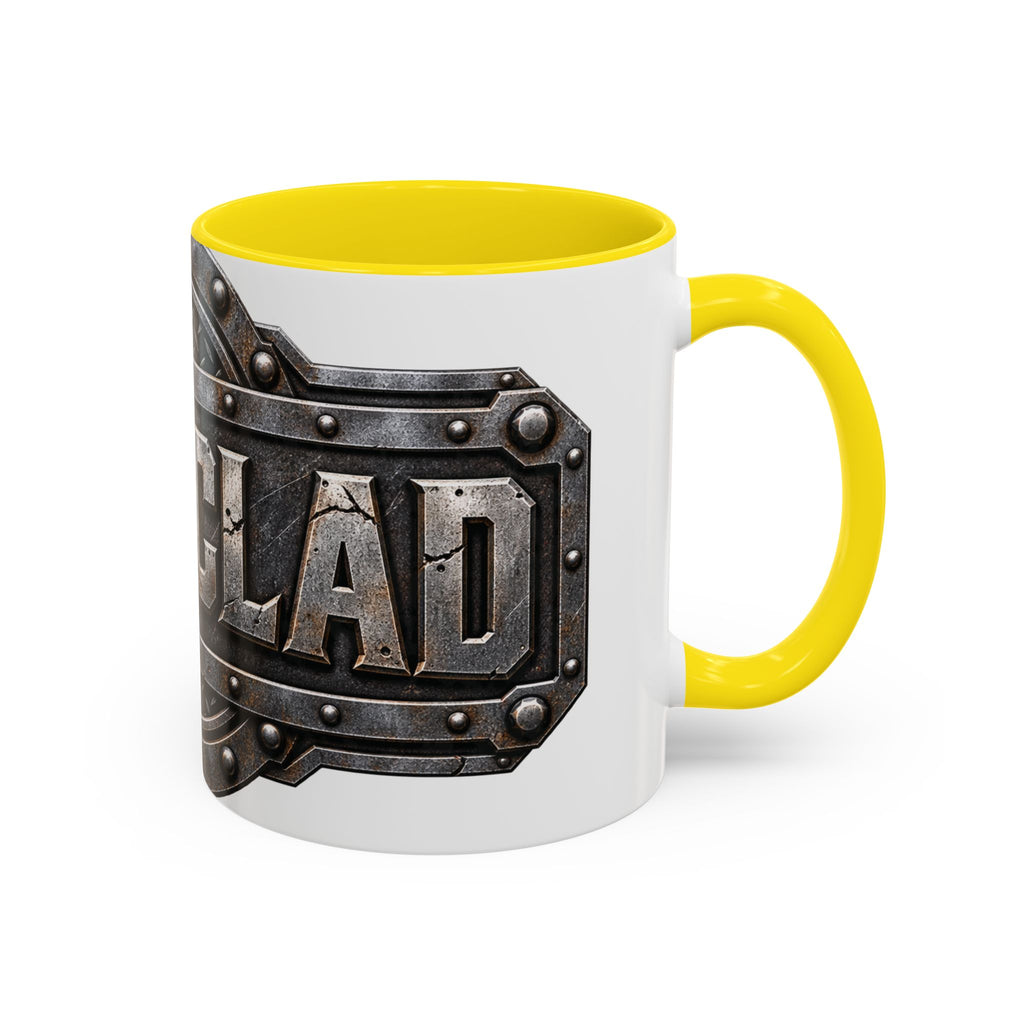 Metal Shield Coffee Mug — 'Iron Clad' Rustic Industrial Accent Mug