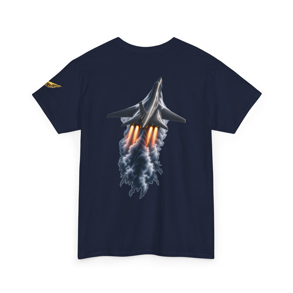 Jet Fighter Backprint Tee — Rocket Afterburner Aviation Graphic Shirt