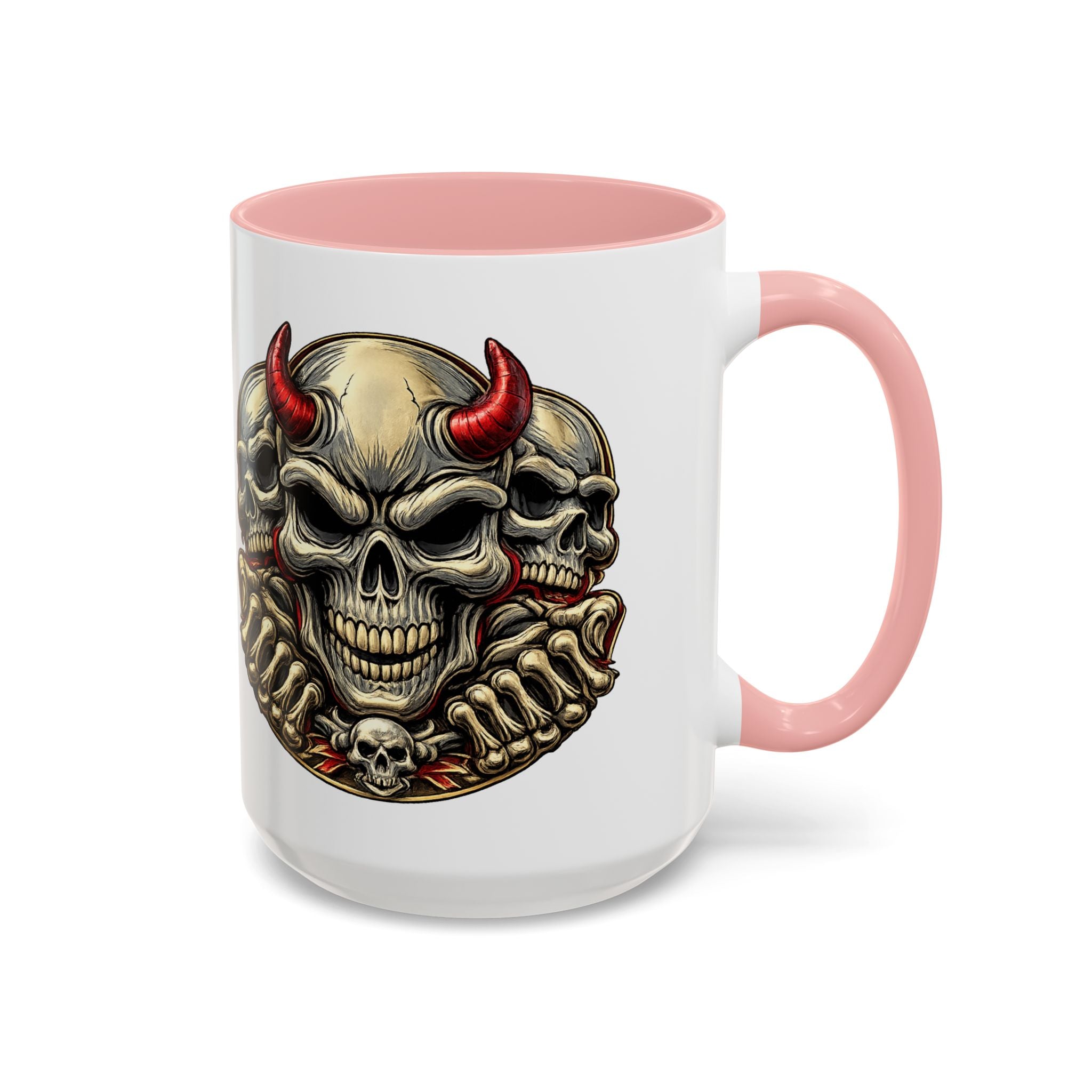 Devil Skull Accent Coffee Mug – Gothic Demon Skull Design (11/15 oz)