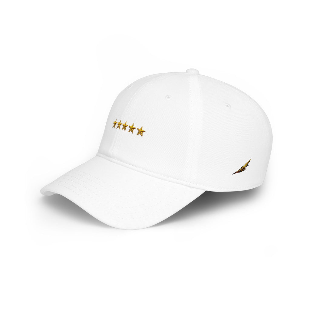 Red Low Profile Cap with Five Gold Stars Embroidery — Patriotic 5-Star Baseball Hat