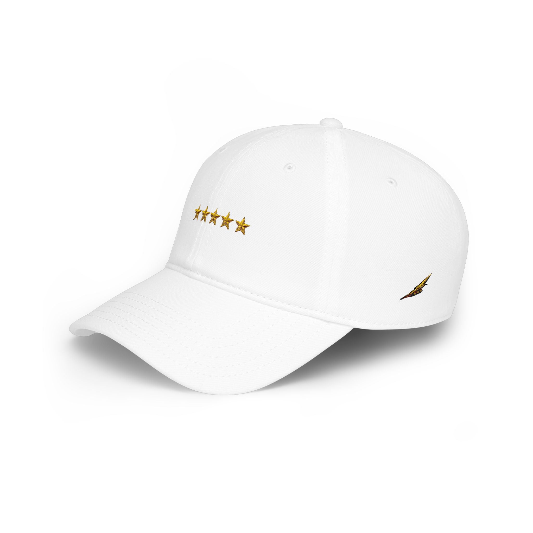 Red Low Profile Cap with Five Gold Stars Embroidery — Patriotic 5-Star Baseball Hat