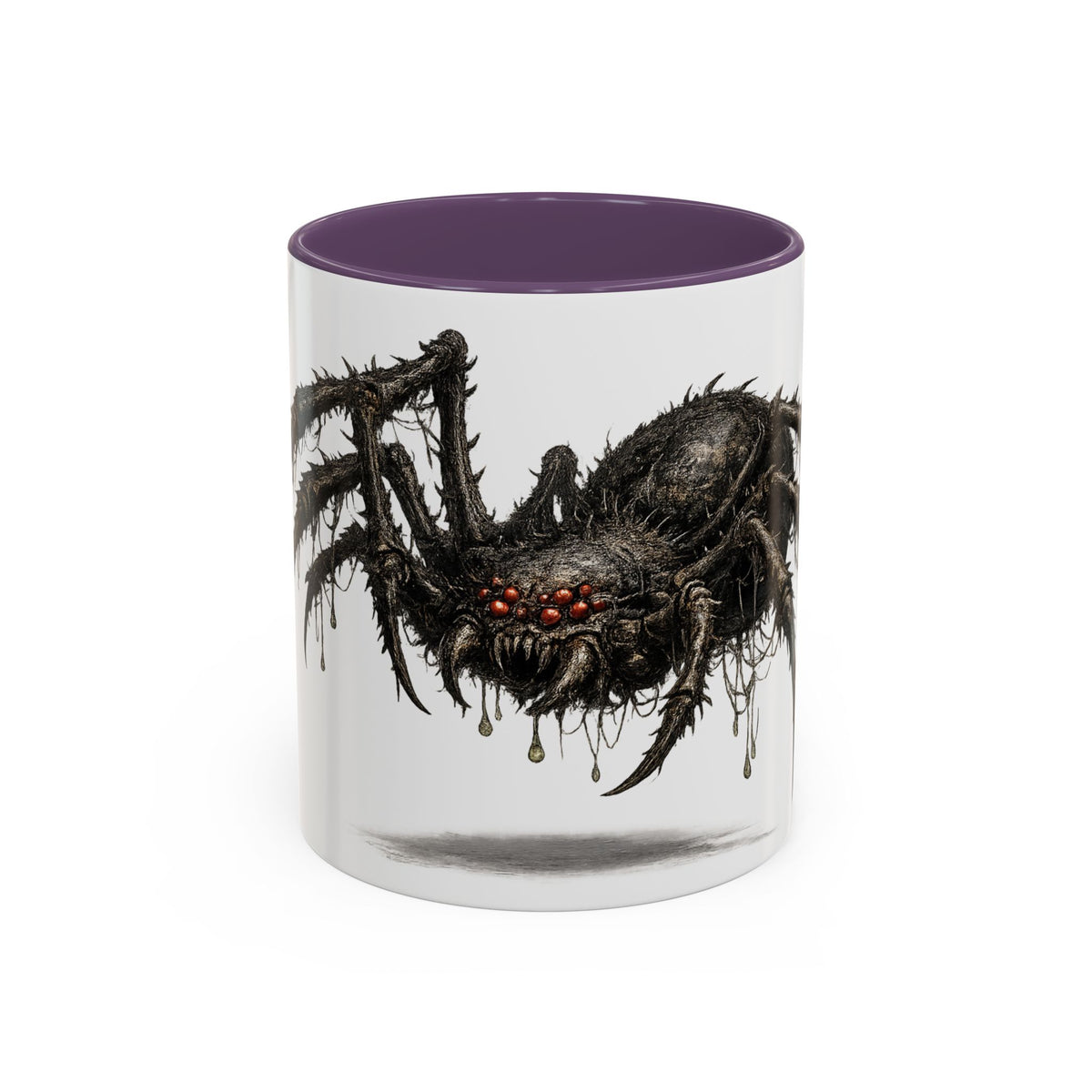 Spider Horror Accent Coffee Mug — Creepy Red-Eyed Arachnid Design (11/15oz)