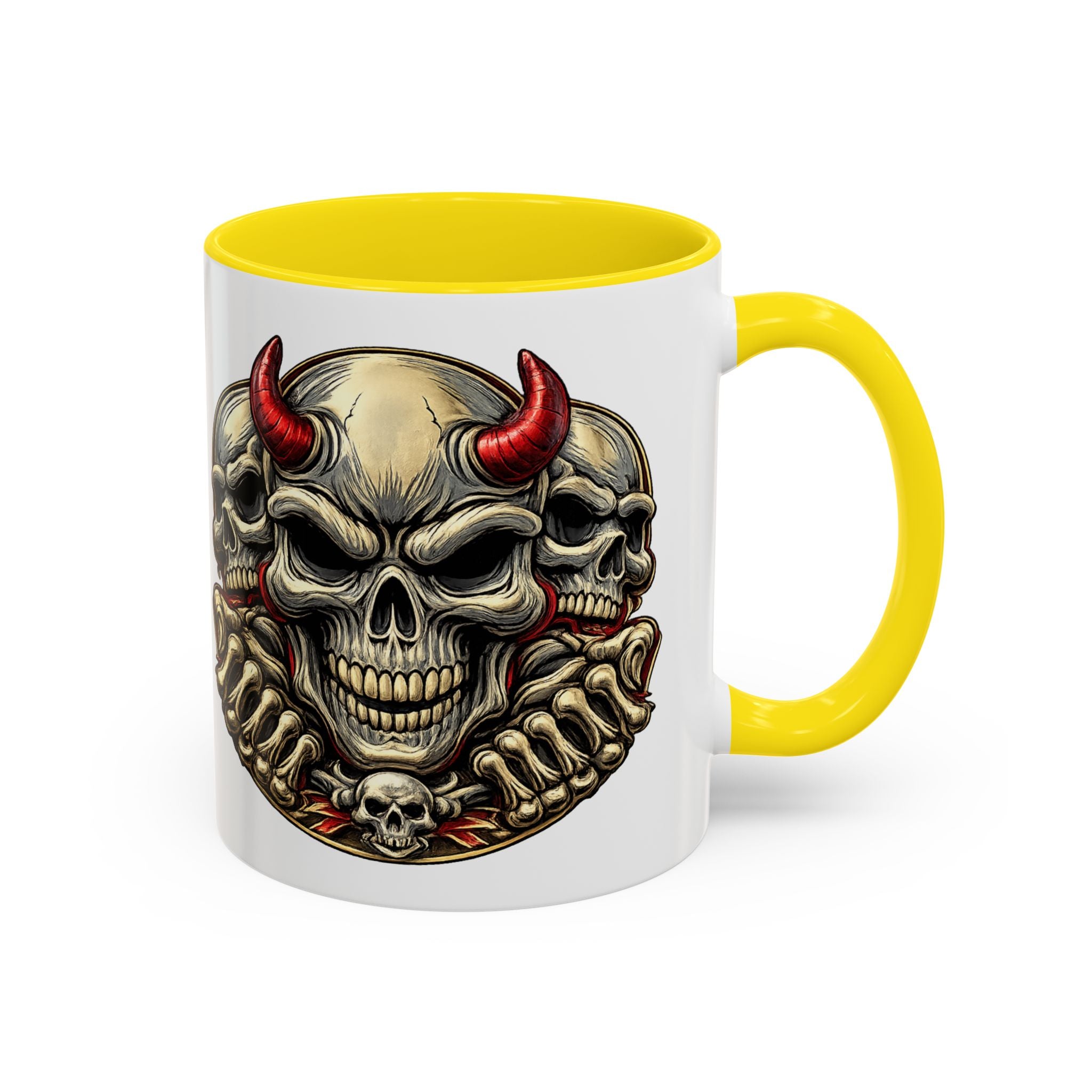 Devil Skull Accent Coffee Mug – Gothic Demon Skull Design (11/15 oz)