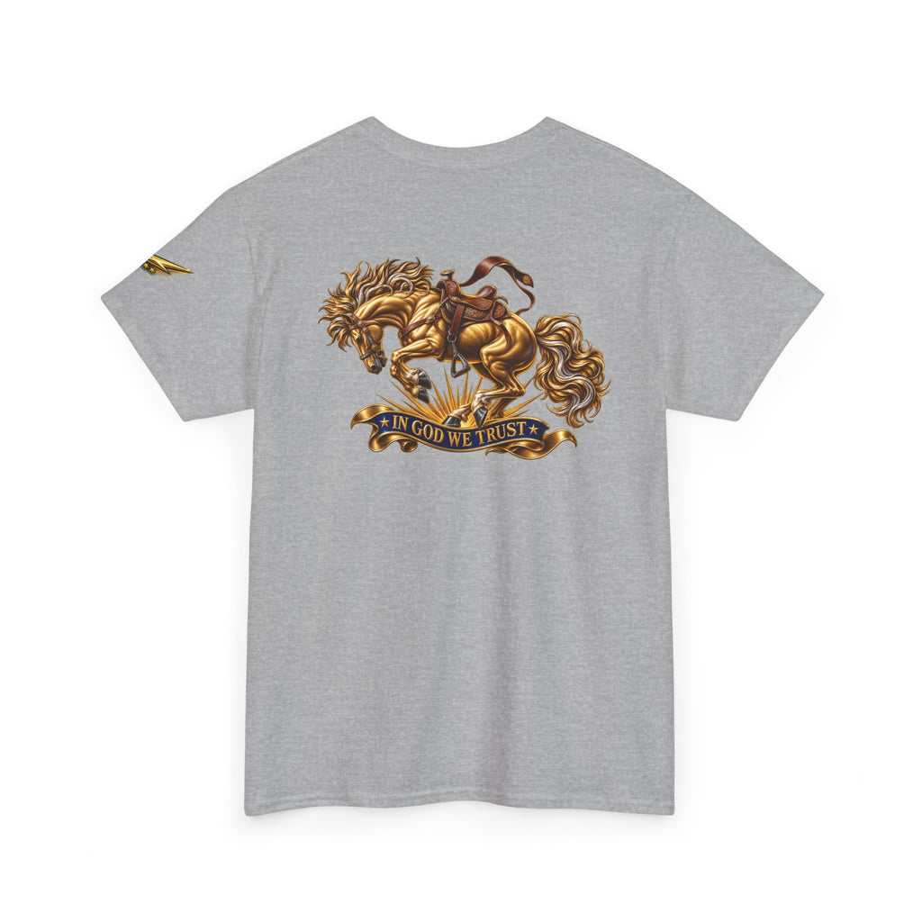 T-Shirt — Golden Horse "In God We Trust" Back Graphic