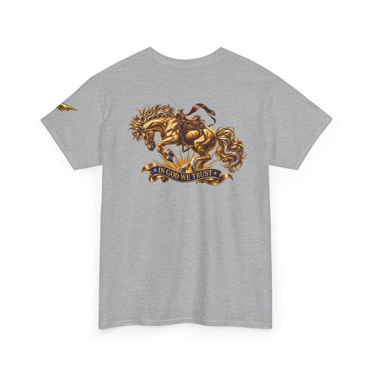 T-Shirt — Golden Horse "In God We Trust" Back Graphic