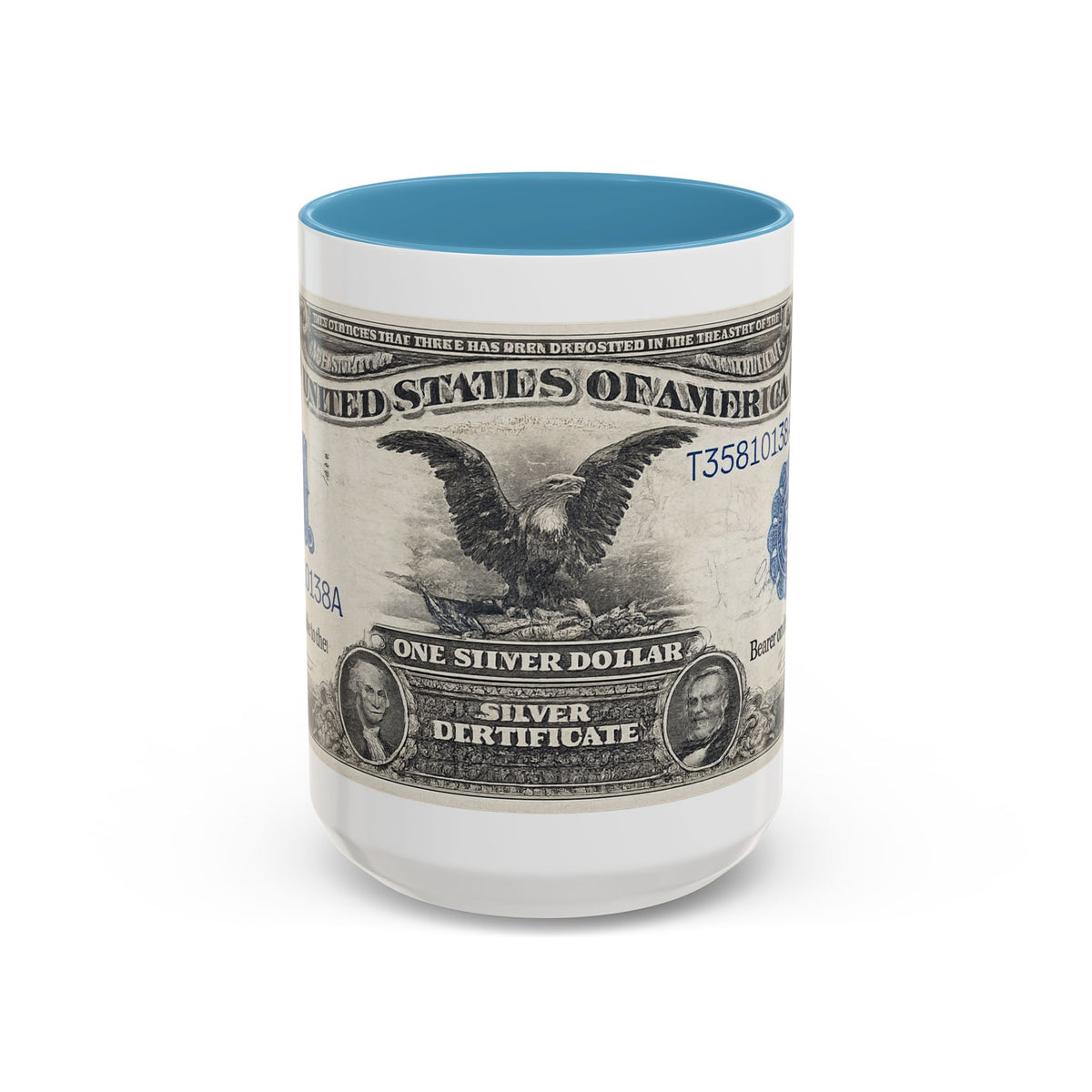 Dollar Bill Accent Coffee Mug — Vintage US Currency Design (11/15oz)