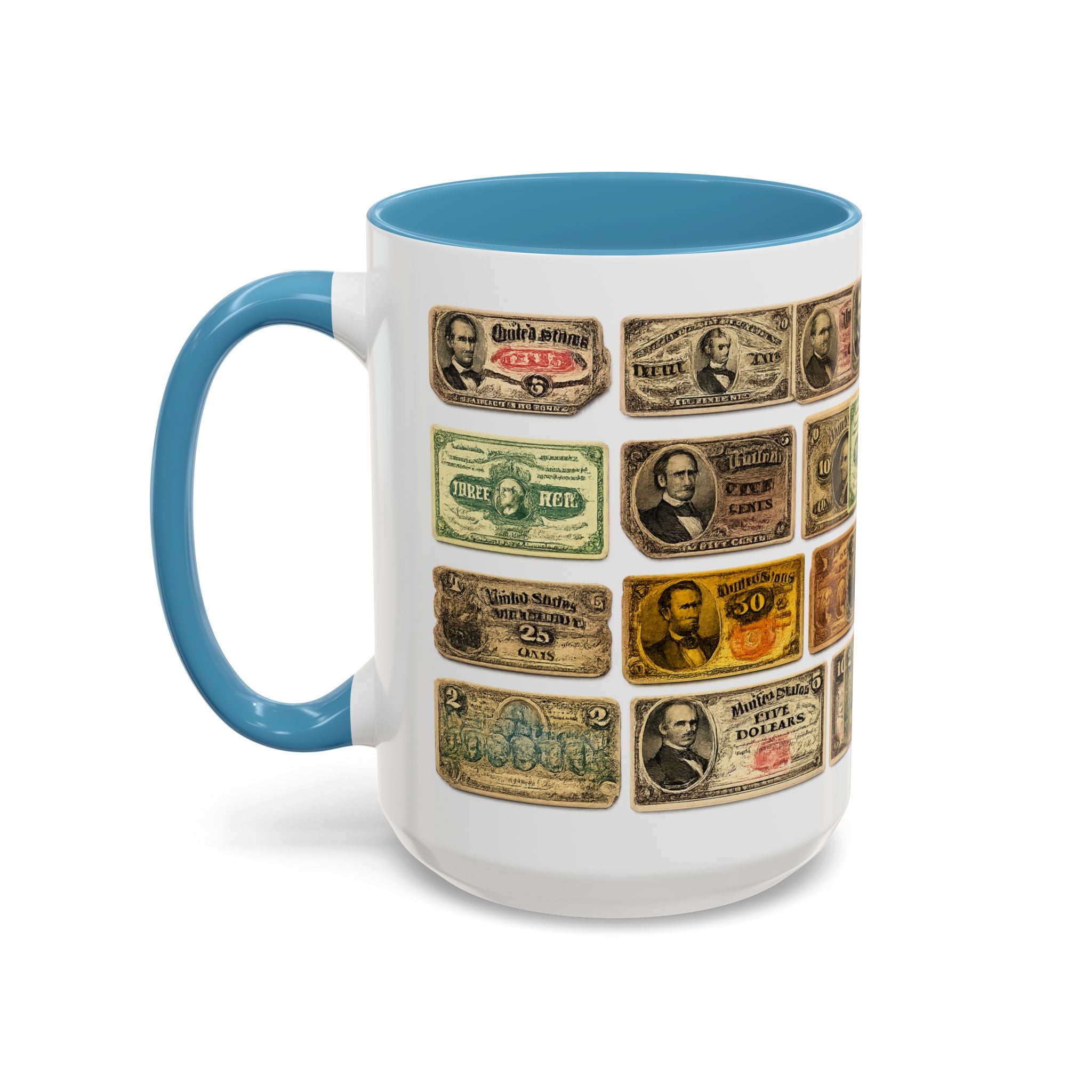 Vintage US Fractional Currency Coffee Mug – Retro Banknote Accent Mug (11/15 oz)