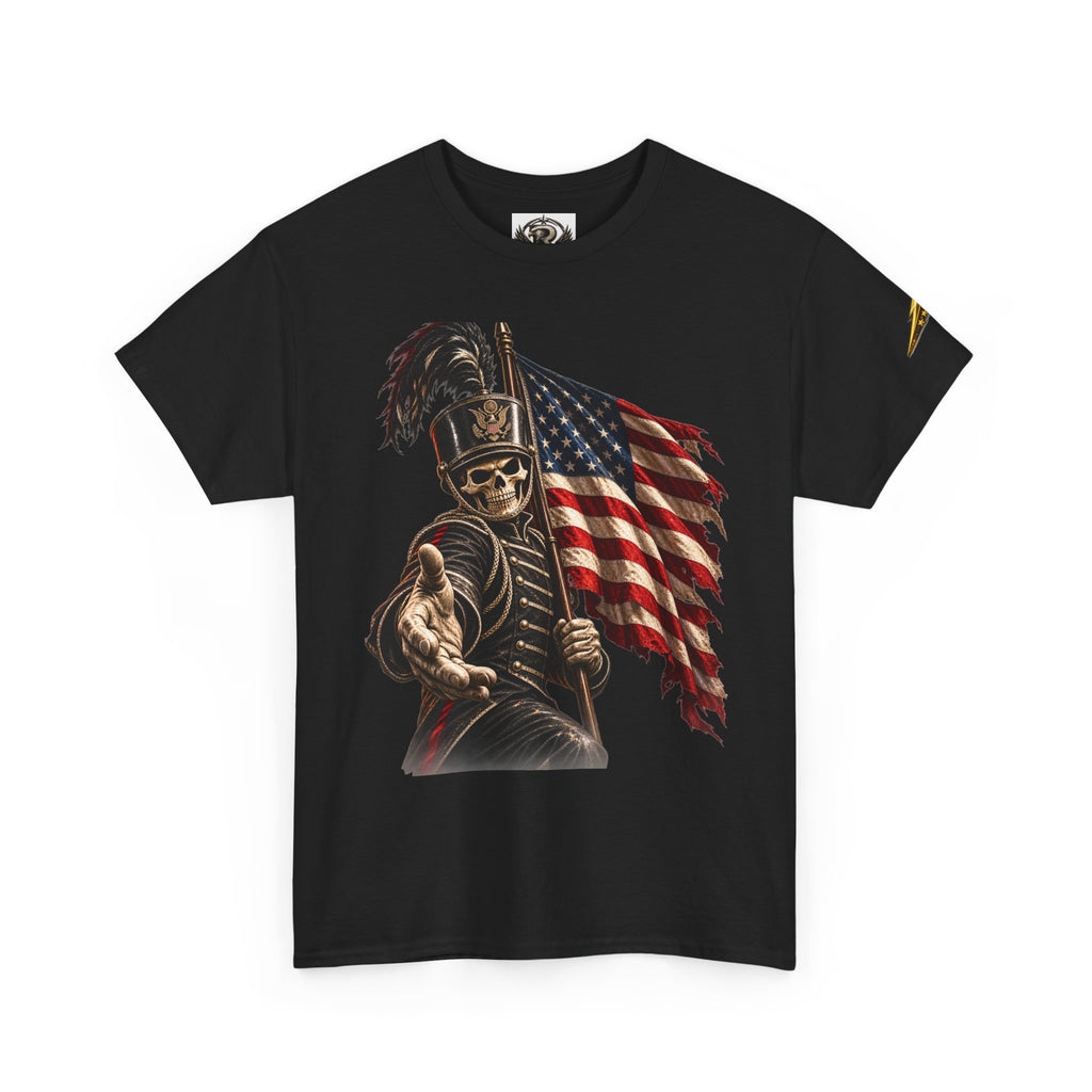 Patriotic Skeleton Soldier T-Shirt — American Flag Grim Reaper Tee