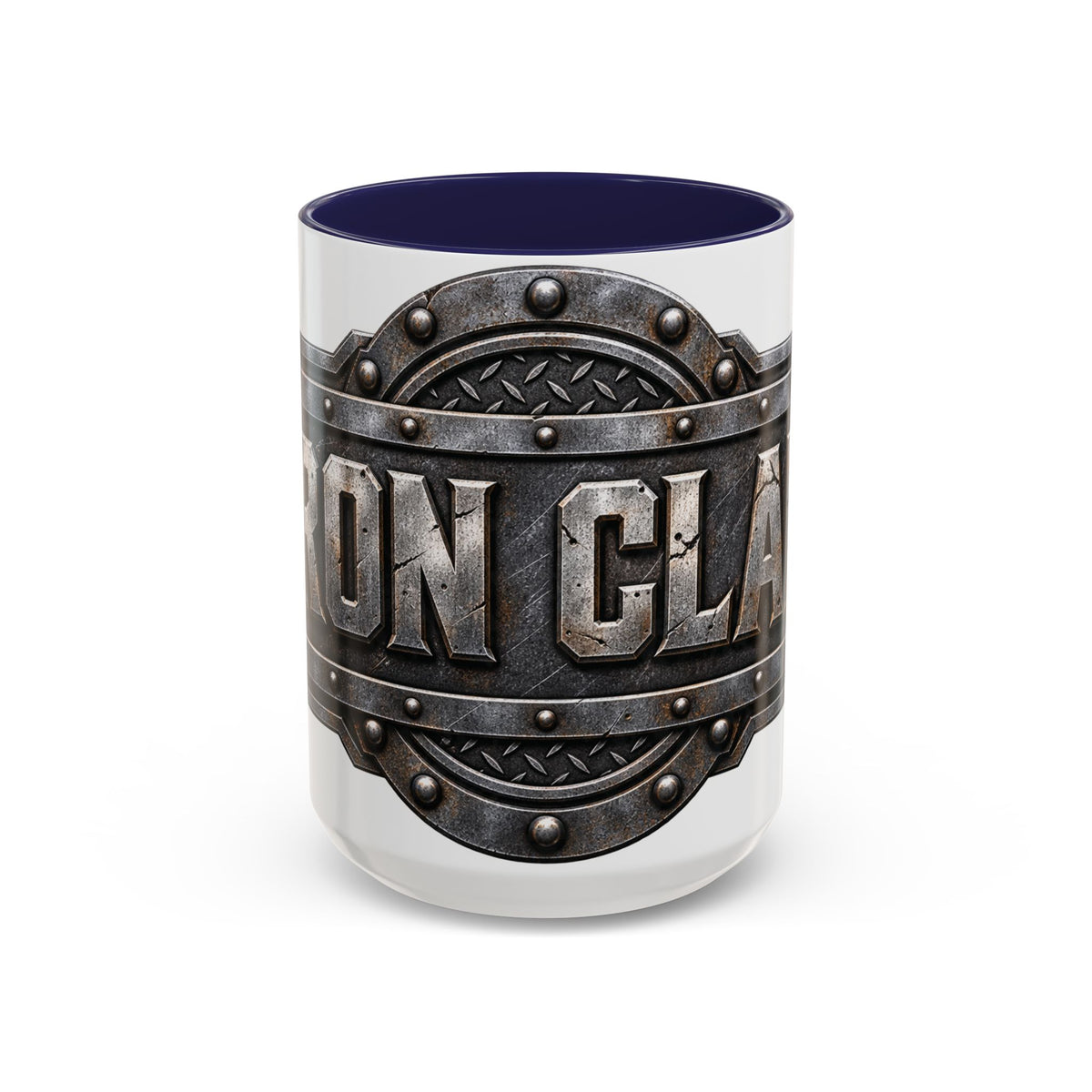 Metal Shield Coffee Mug — 'Iron Clad' Rustic Industrial Accent Mug