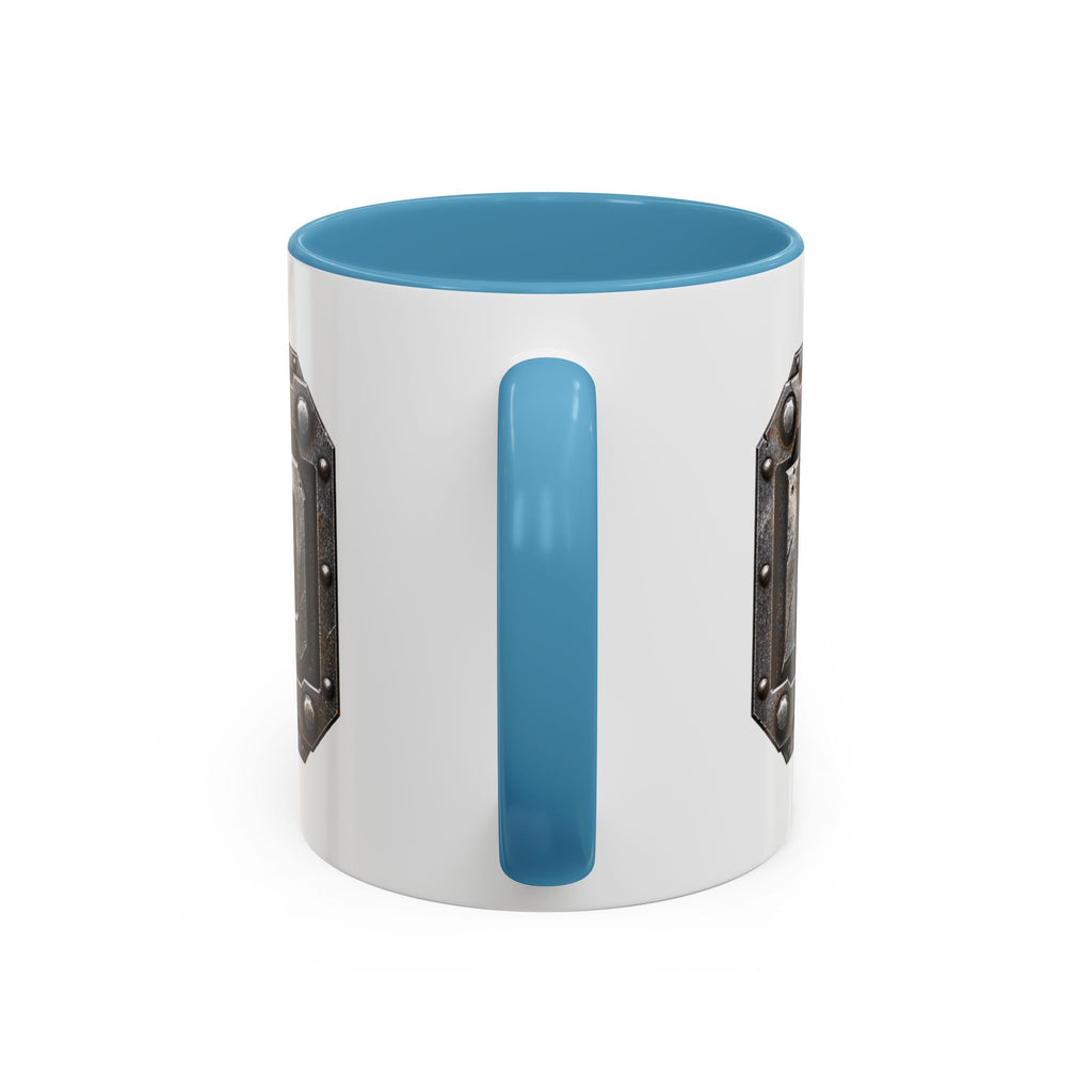 Metal Shield Coffee Mug — 'Iron Clad' Rustic Industrial Accent Mug