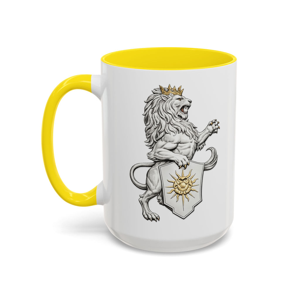 Royal Lion Crest Coffee Mug — Heraldic Crowned Lion Design (11/15oz)