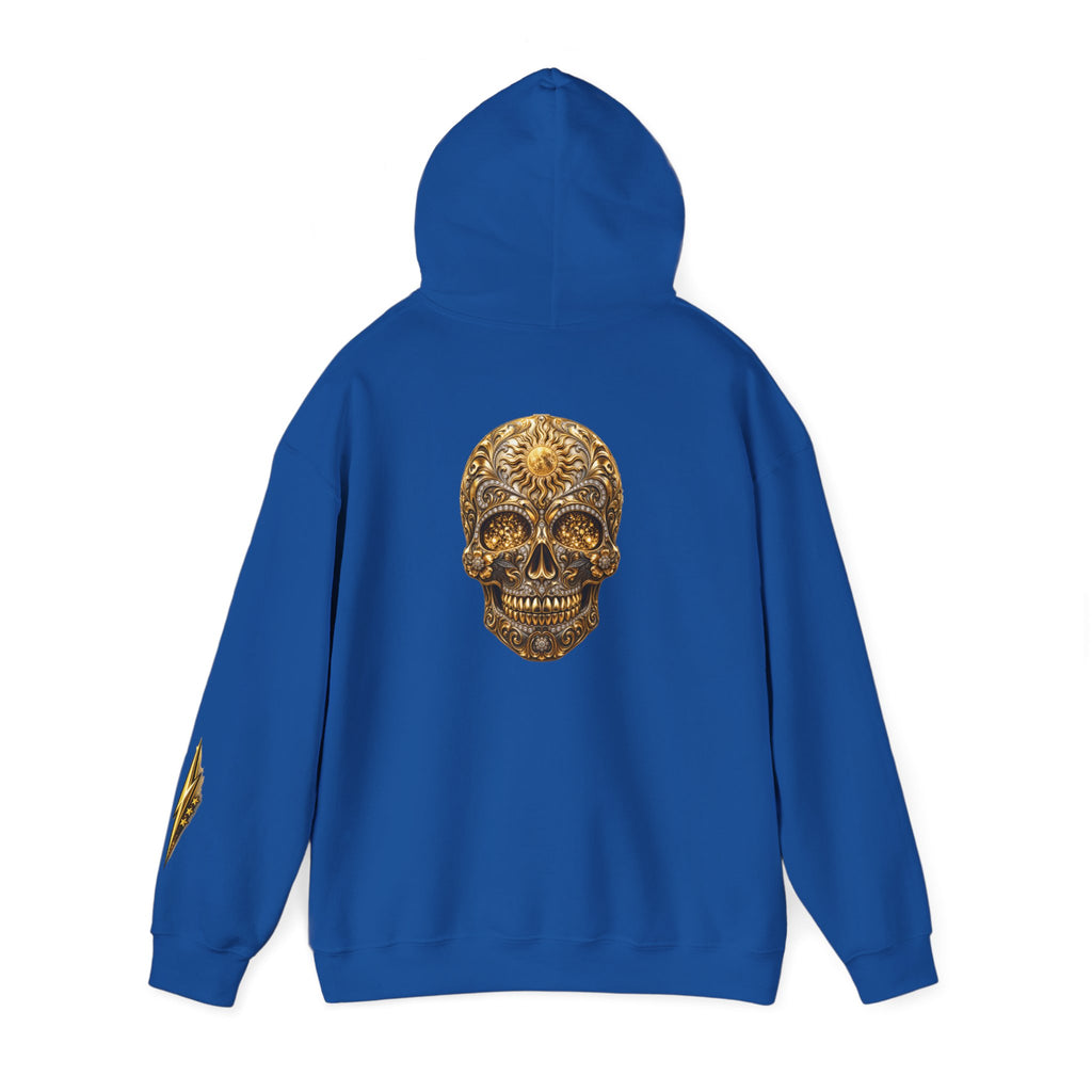 Gold Ornamental Skull Hoodie — Day of the Dead Sugar Skull Pullover