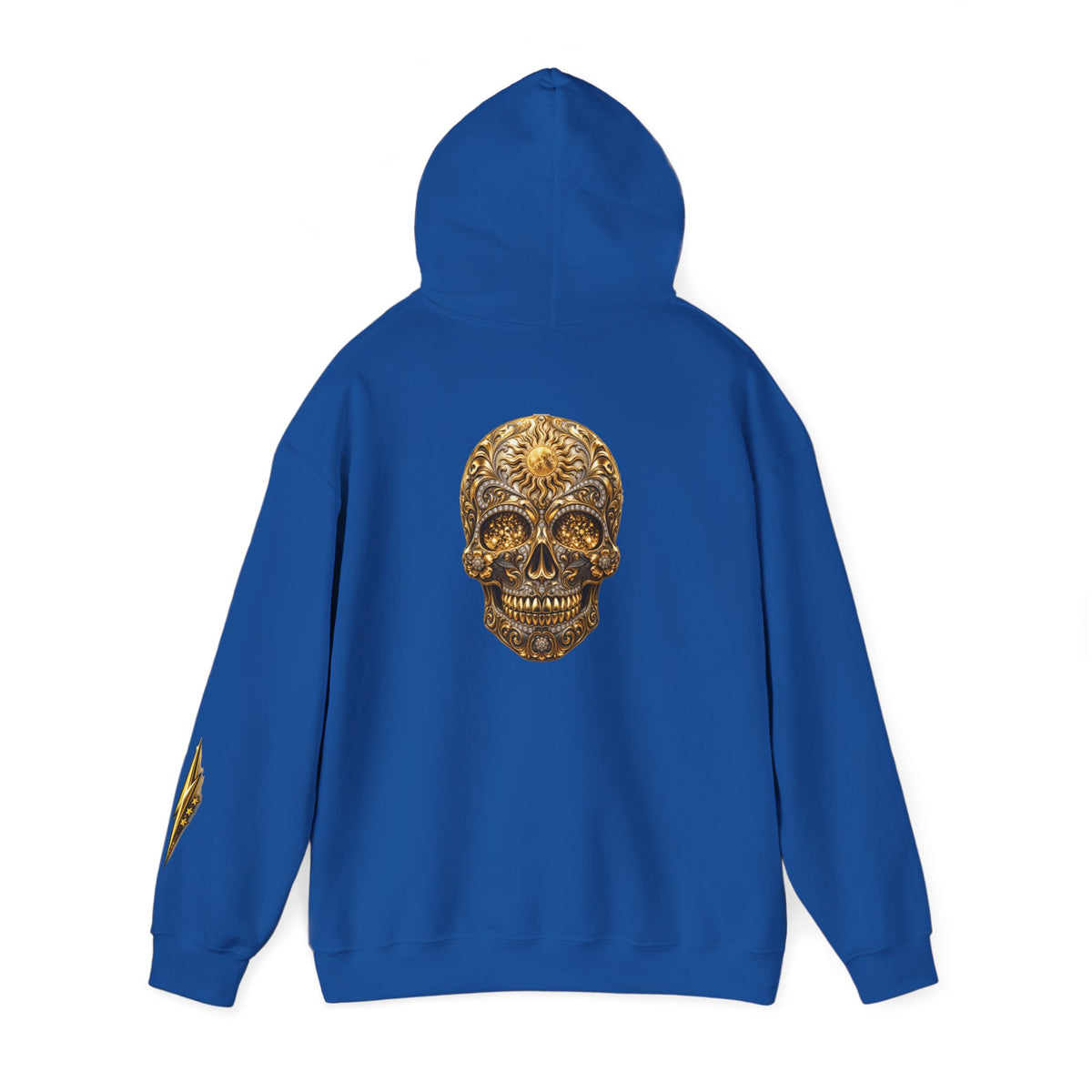 Gold Ornamental Skull Hoodie — Day of the Dead Sugar Skull Pullover