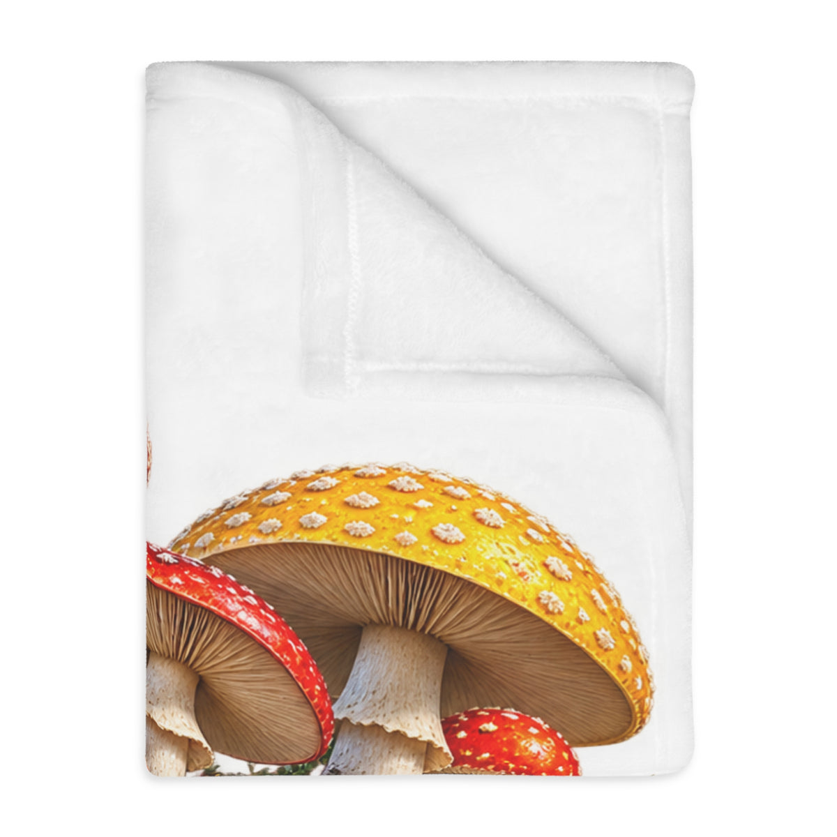 Psychedelic Toadstool Mushroom Blanket — Colorful Fungi Velveteen Throw