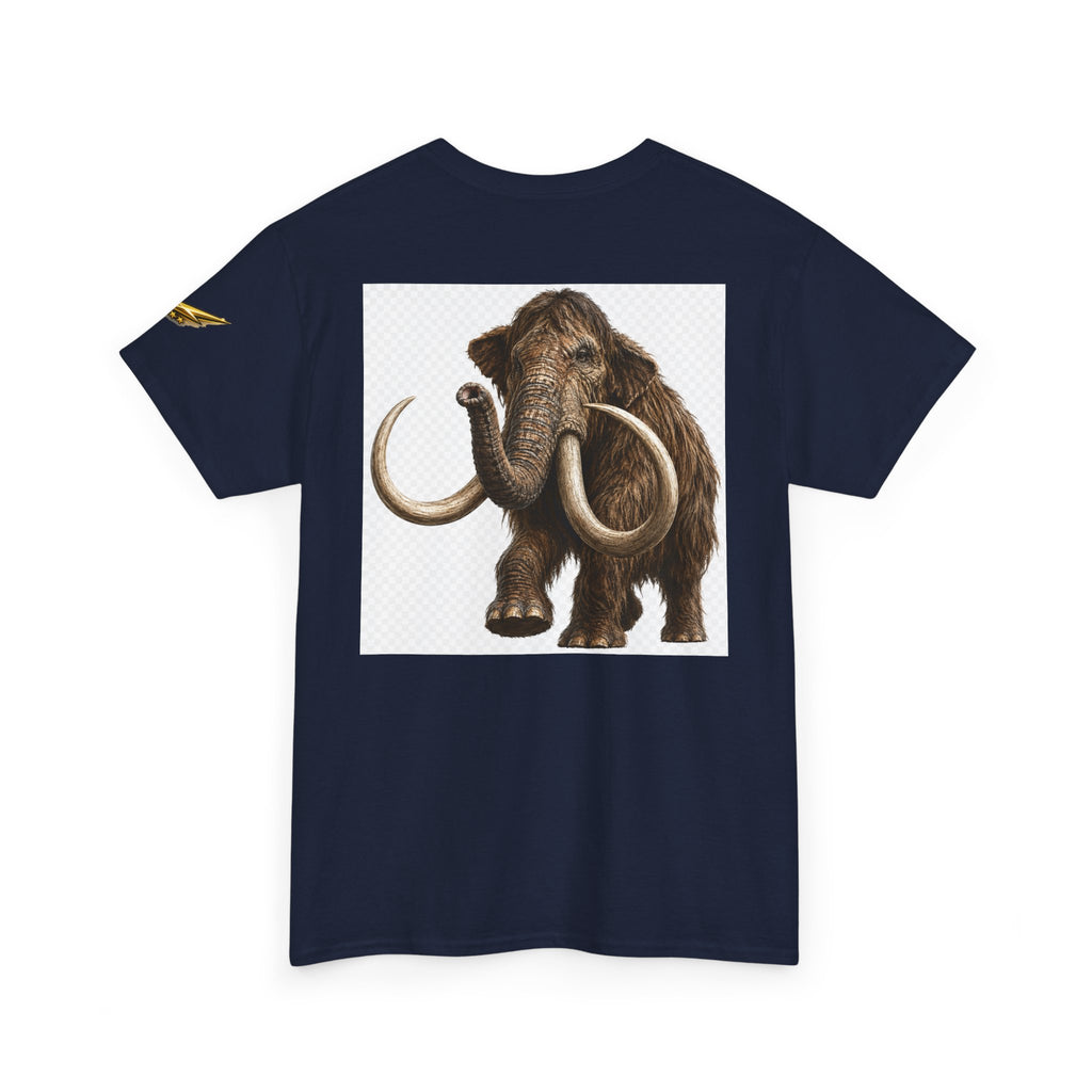 Mammoth Graphic Tee — Vintage Woolly Mammoth Illustration Back Print