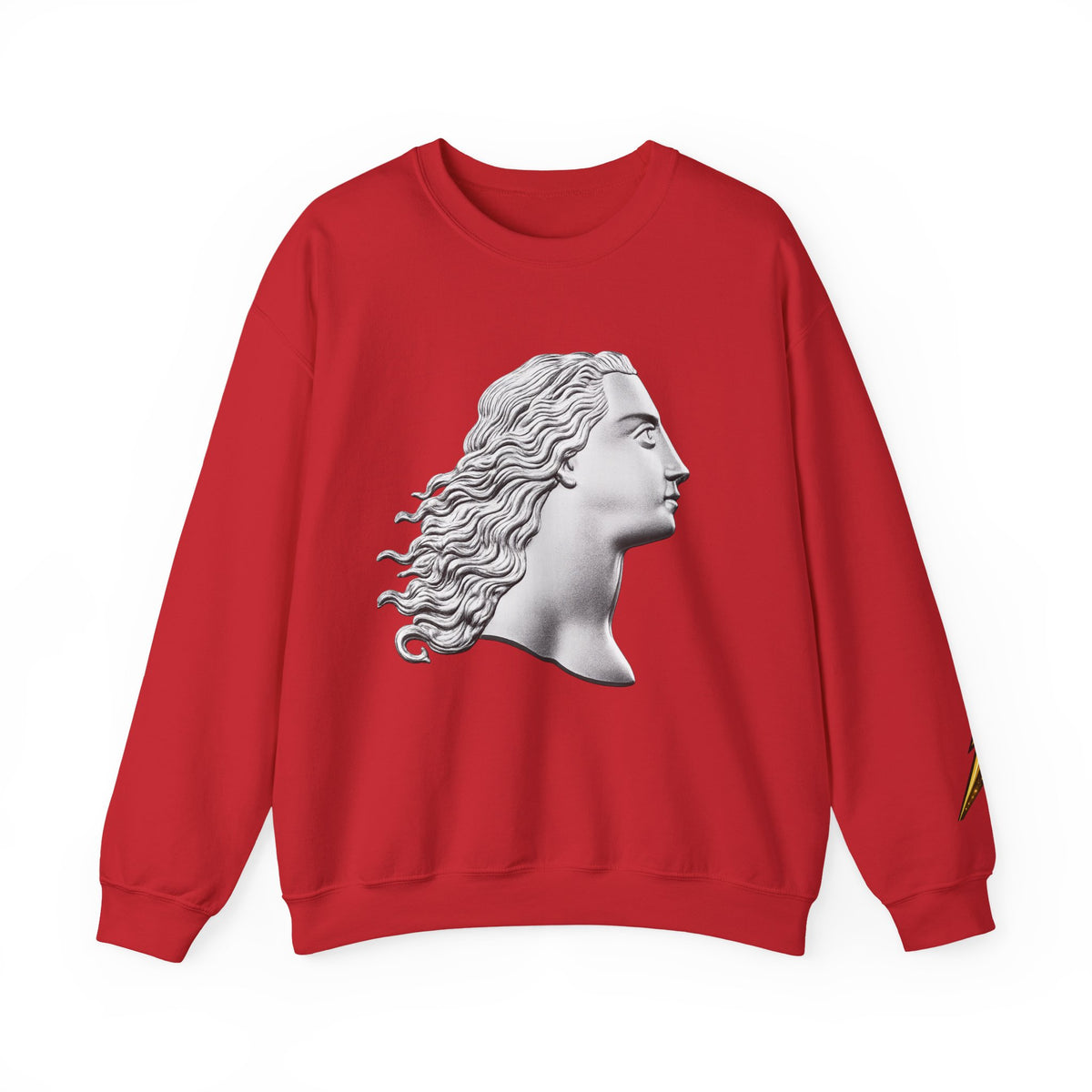 Classical Statue Profile Crewneck Sweatshirt — Sculpted Grecian Head Graphic