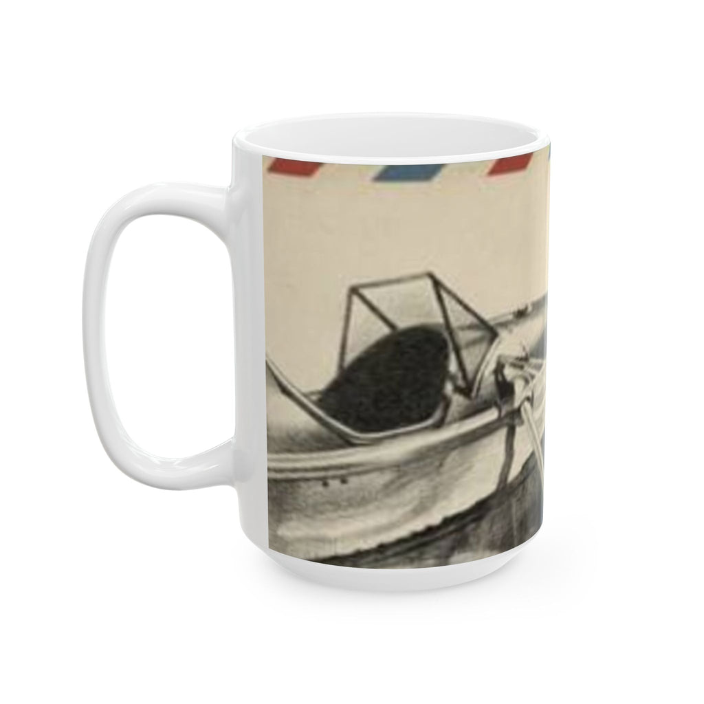Vintage Airplane Ceramic Mug – Retro Airmail Pilot Coffee Cup (11oz, 15oz)