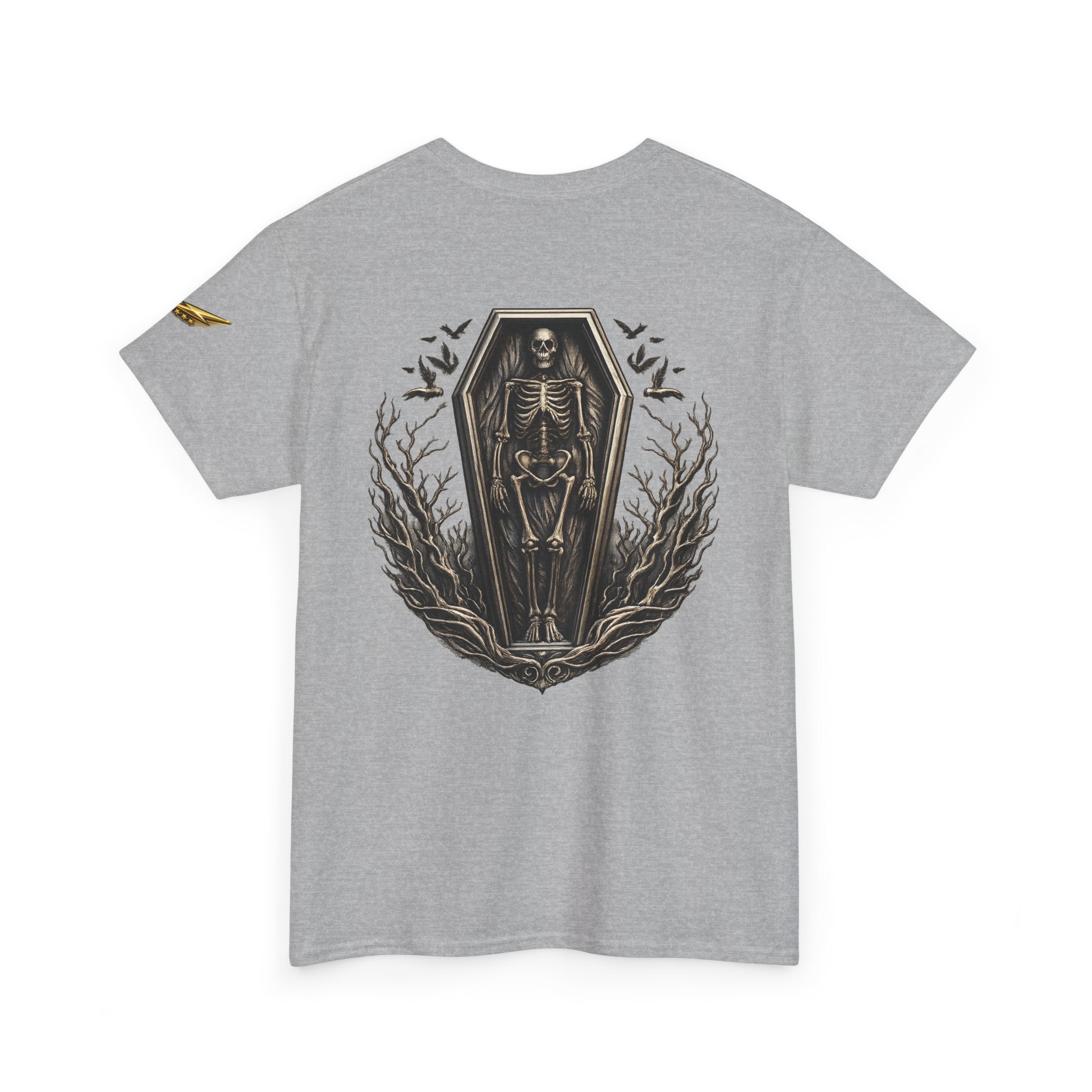 Skeleton Coffin Tee — Gothic Skull Backprint T-Shirt