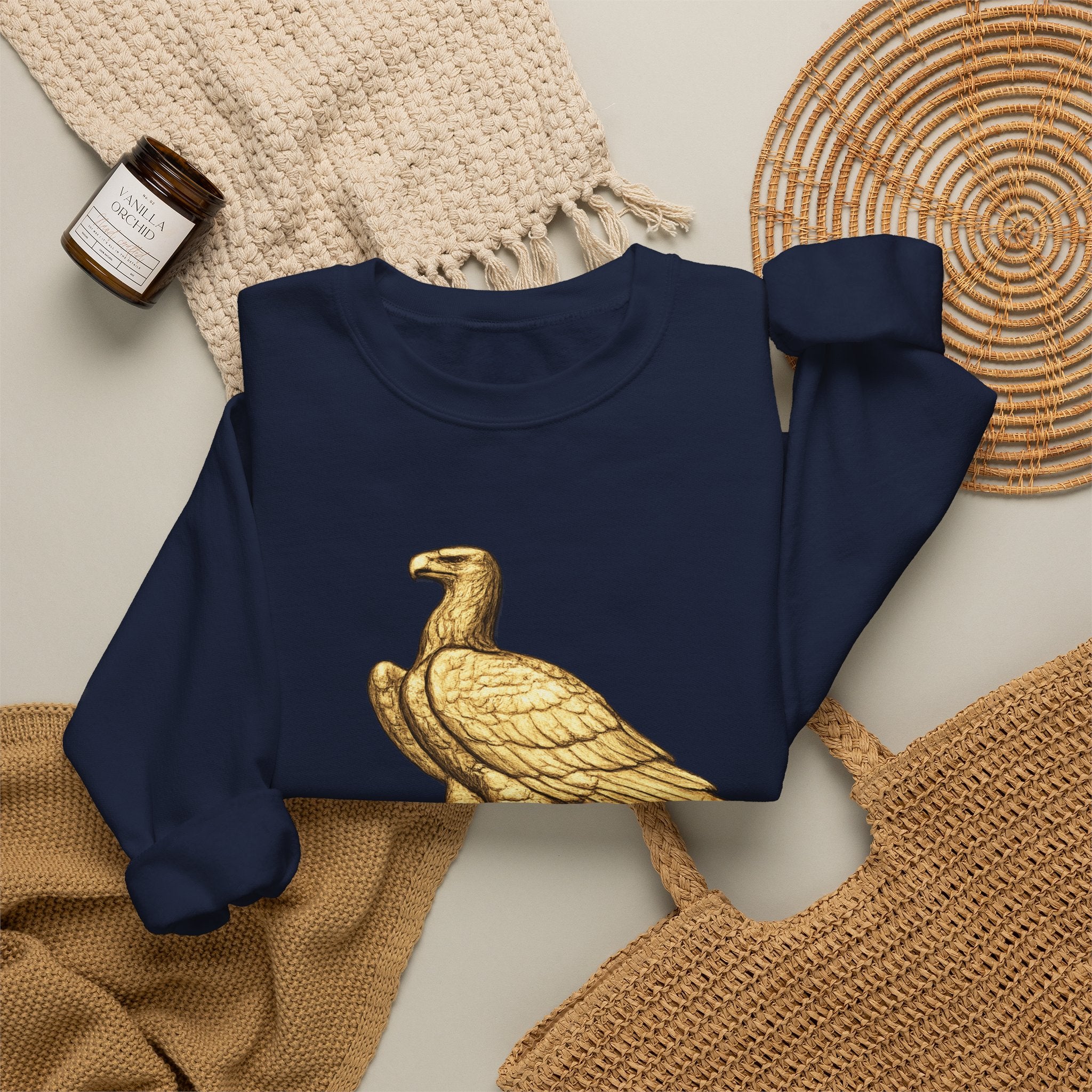 Crewneck Sweatshirt — Gold Eagle 'In God We Trust' Patriotic Pullover