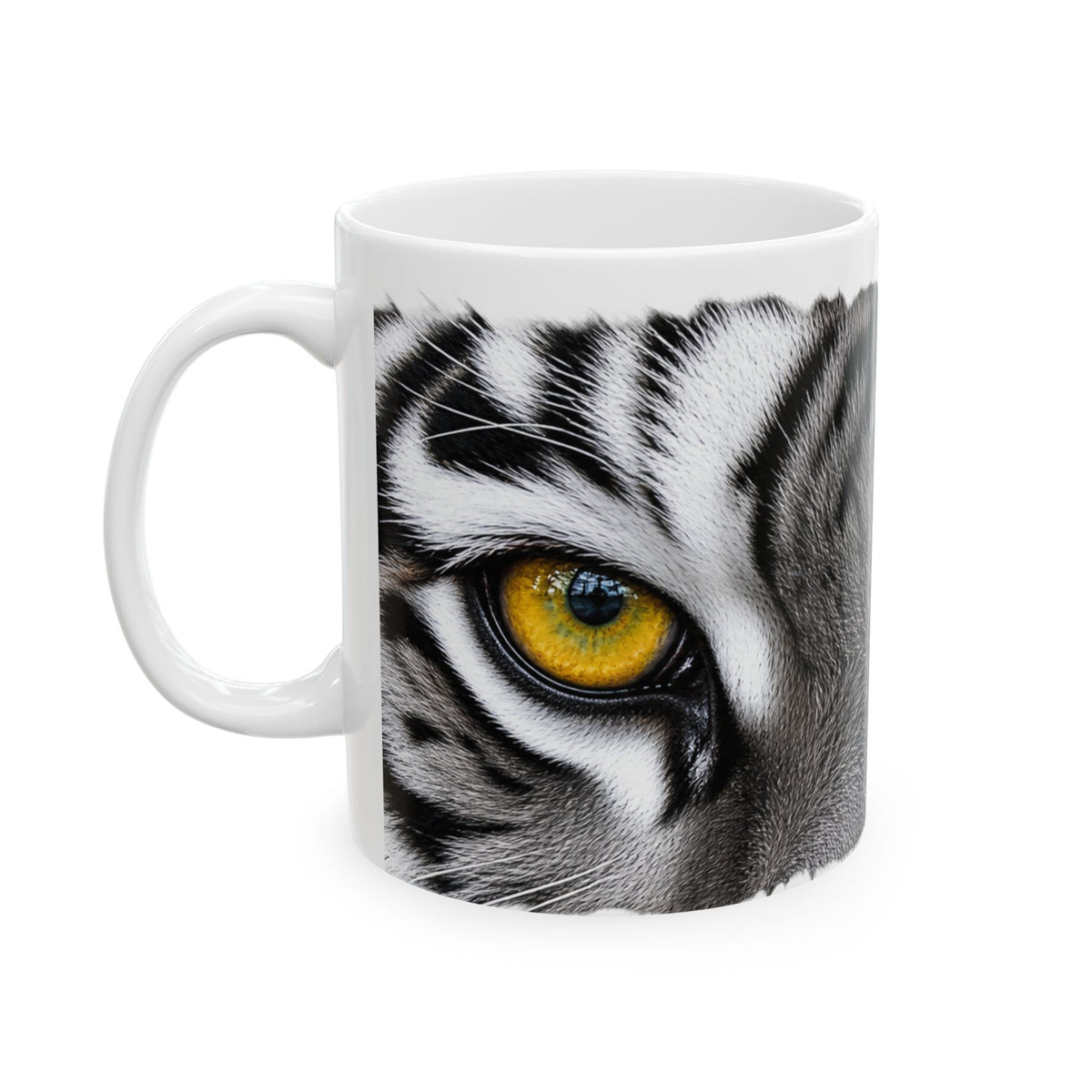 Tiger Eyes Ceramic Mug – Realistic Close-Up Animal Print Coffee Cup (11oz, 15oz)