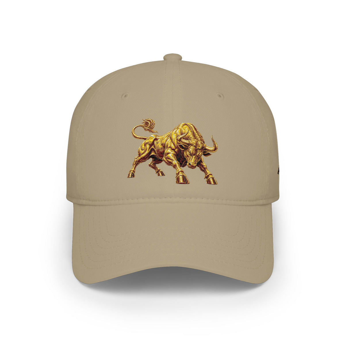 Gold Bull Embroidered Baseball Cap — Red Low Profile Hat for Stock Traders & Bold Streetwear