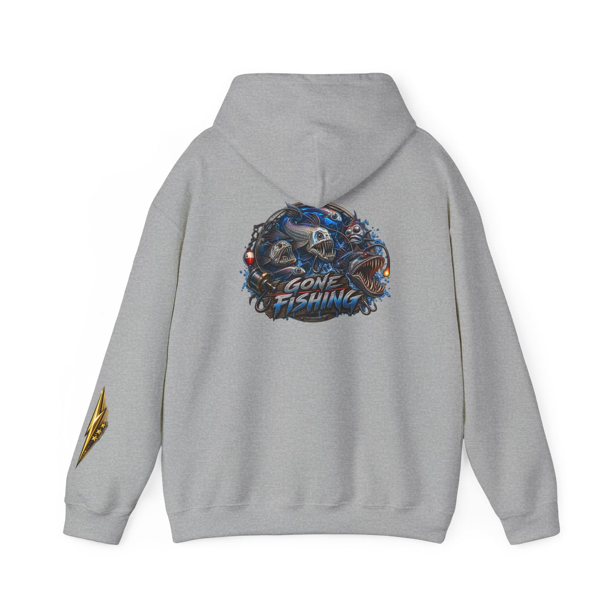 Fishing Skull Hoodie — "Gone Fishing" Graphic Pullover for Anglers