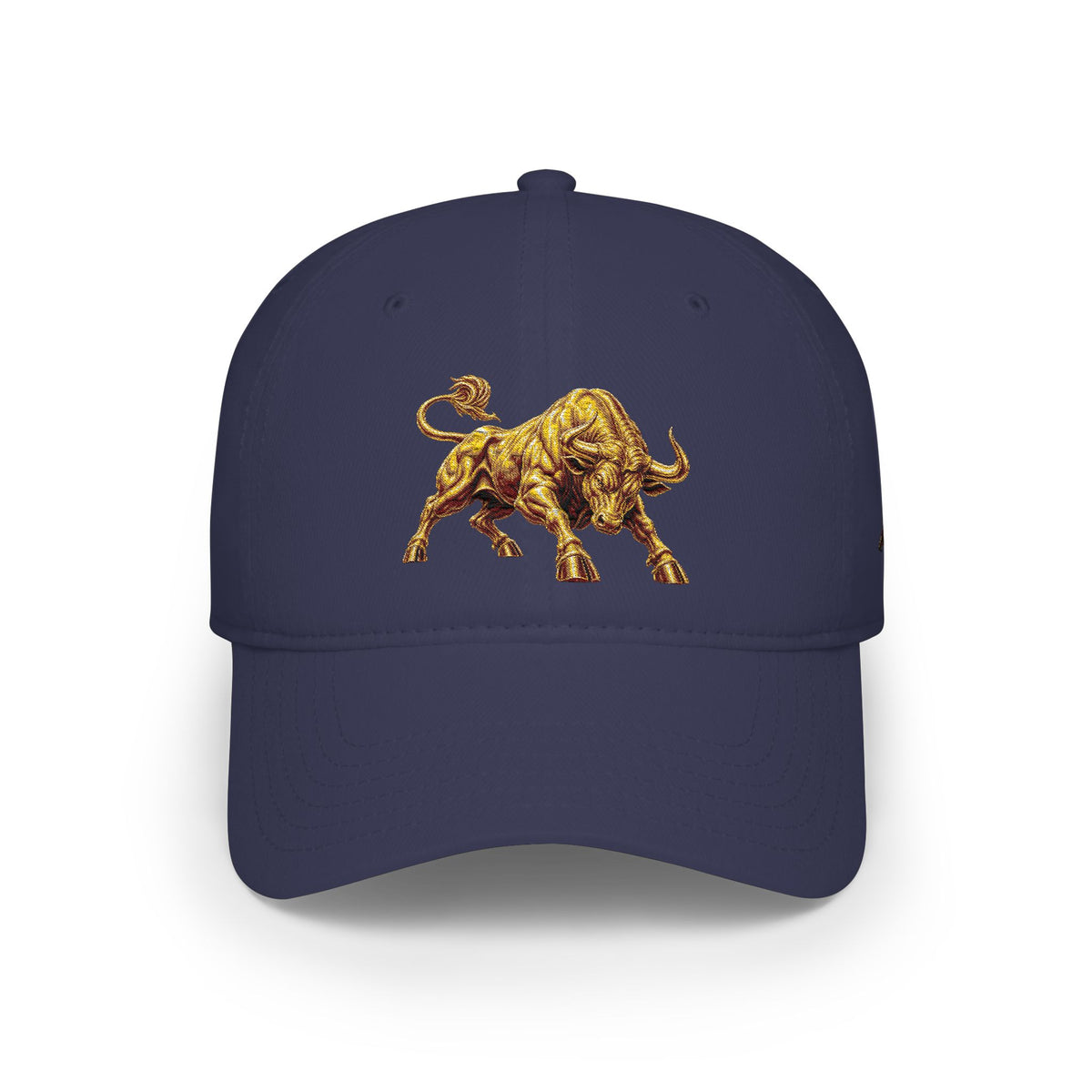 Gold Bull Embroidered Baseball Cap — Red Low Profile Hat for Stock Traders & Bold Streetwear