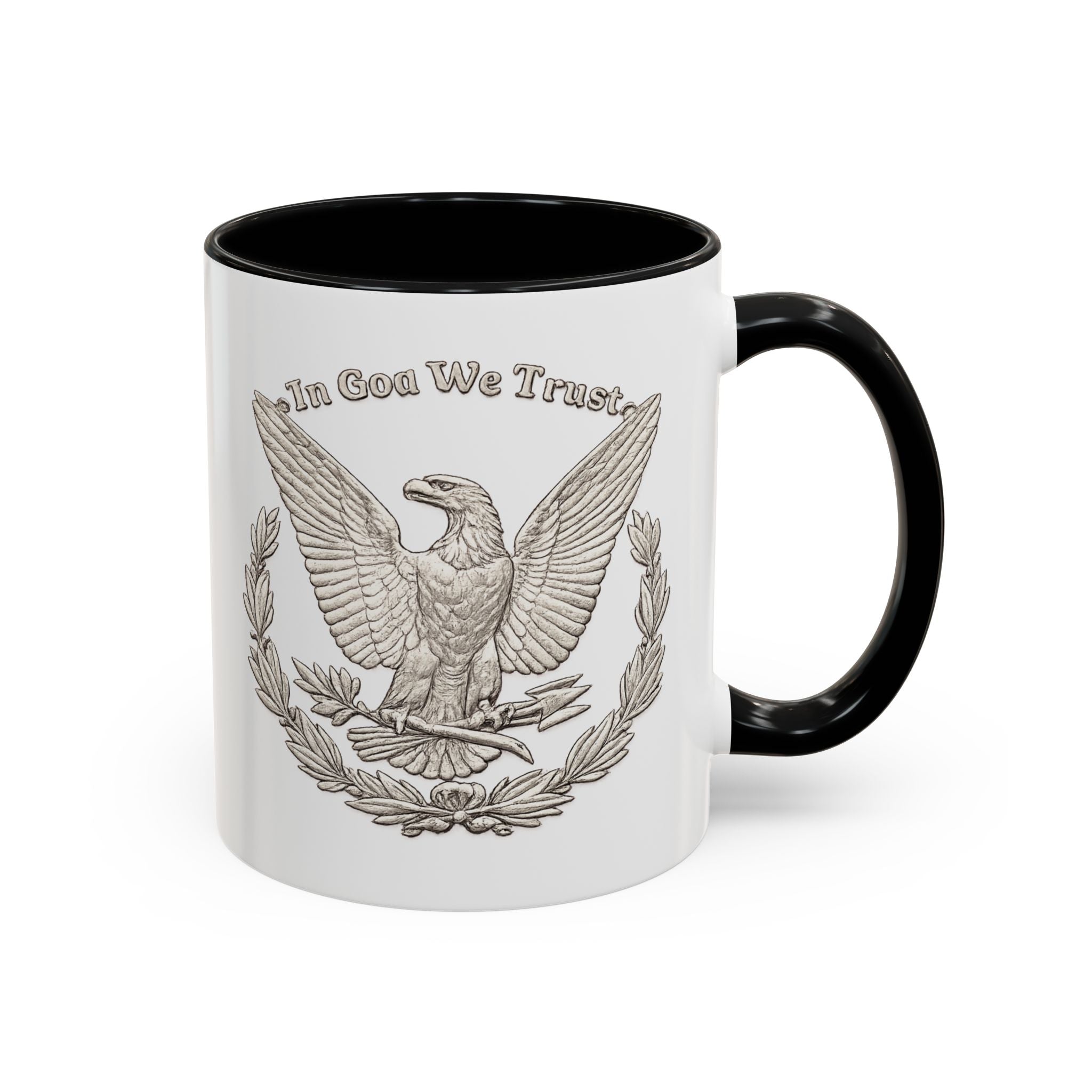 Eagle Emblem Coffee Mug — "In God We Trust" Accent Ceramic Mug (11/15oz)