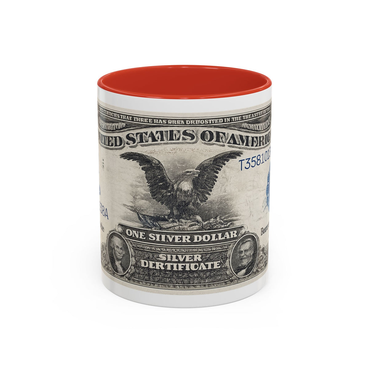Dollar Bill Accent Coffee Mug — Vintage US Currency Design (11/15oz)