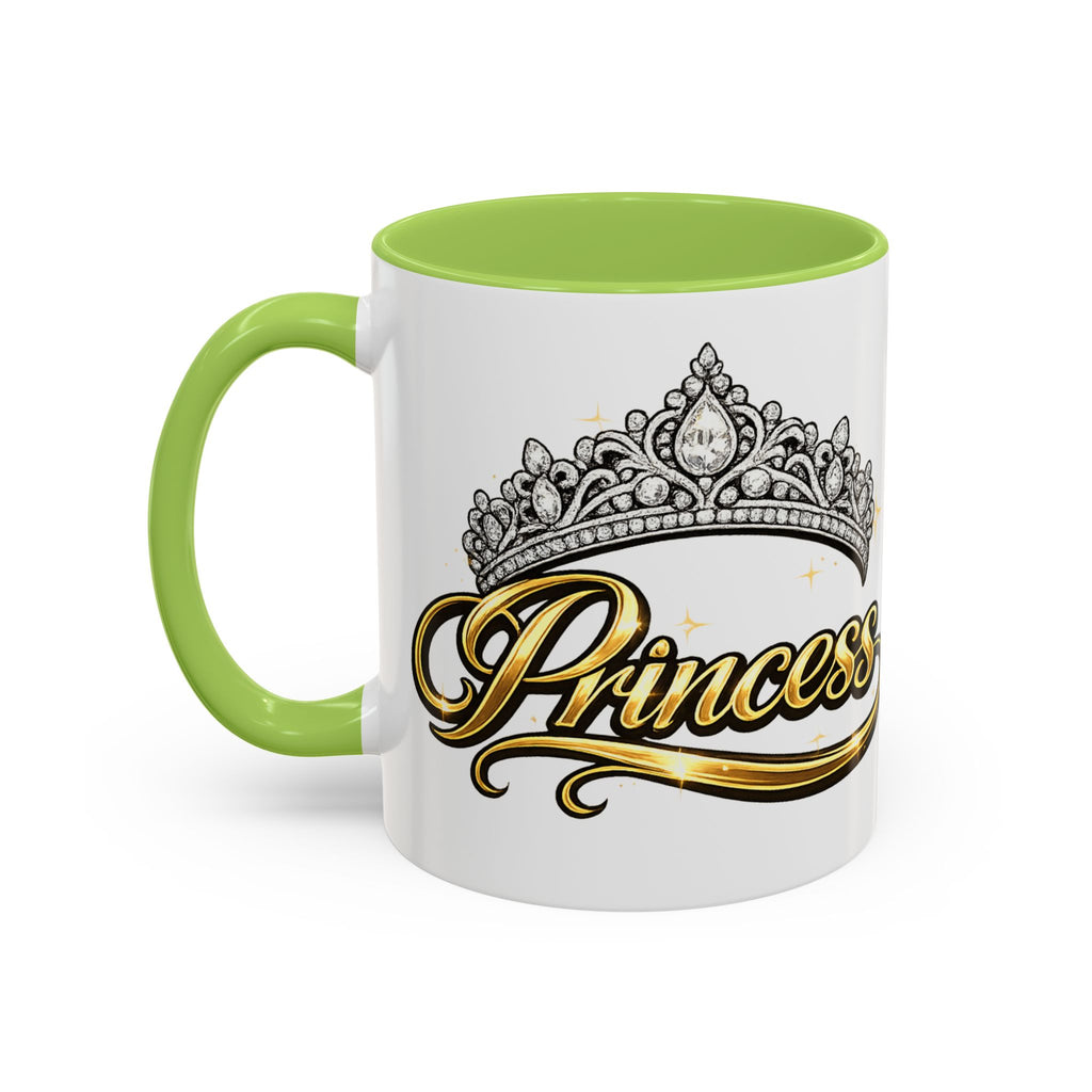 Princess Crown Accent Coffee Mug — Gold Script 11/15oz