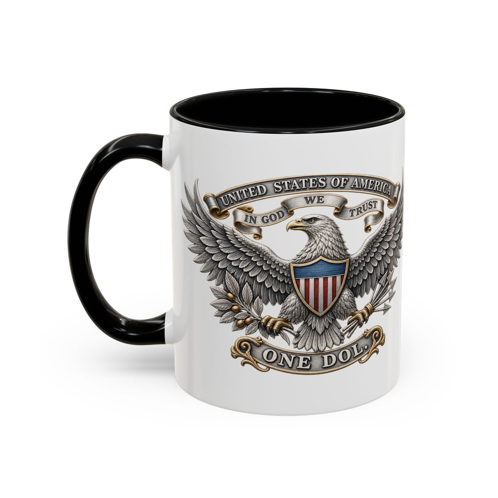 Eagle Shield Accent Coffee Mug — Patriotic "In God We Trust" Design
