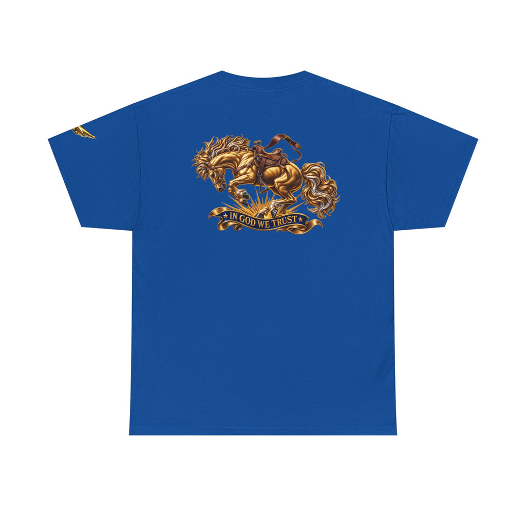 T-Shirt — Golden Horse "In God We Trust" Back Graphic