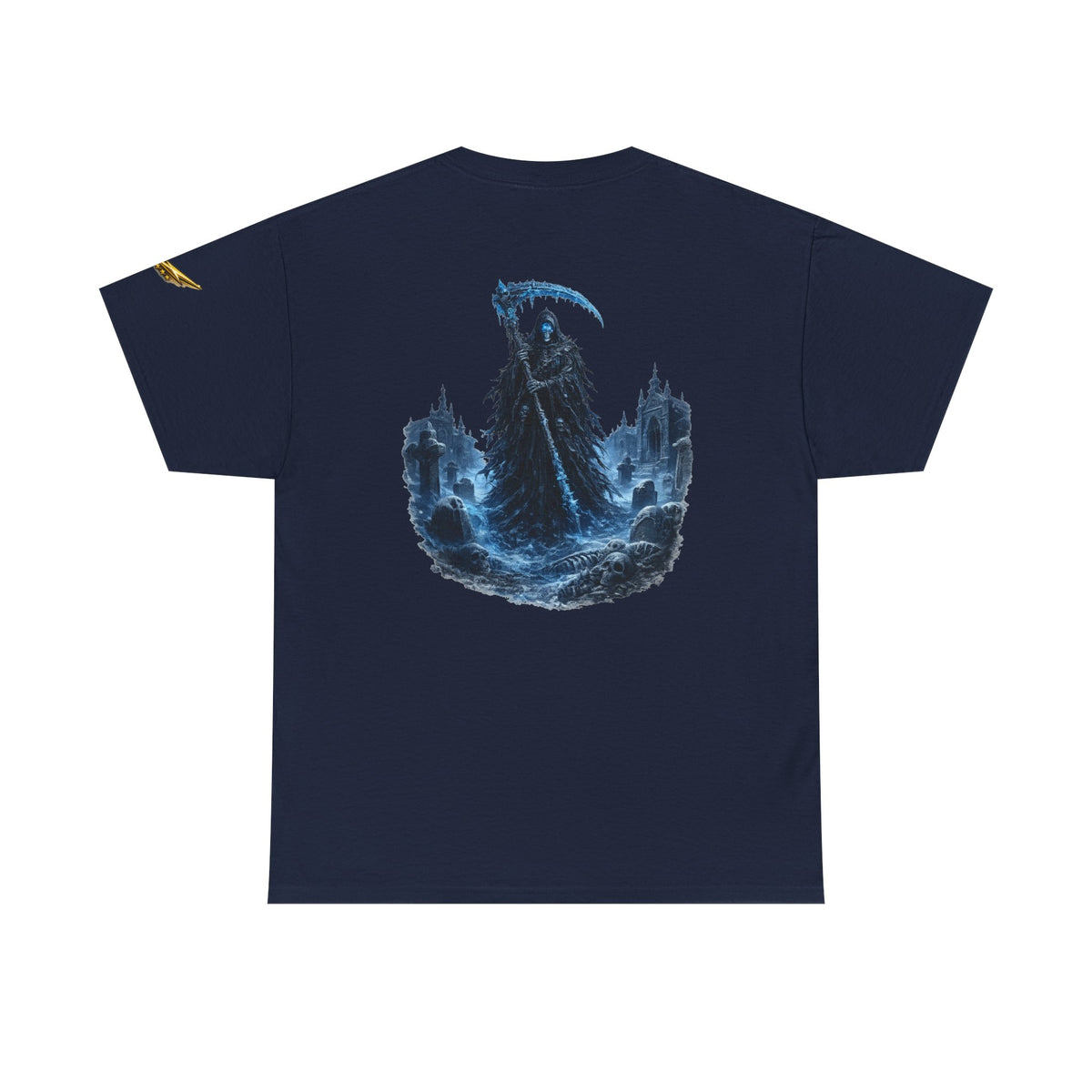 Reaper Scythe Graphic Tee — Gothic Grim Reaper Cityscape T-Shirt