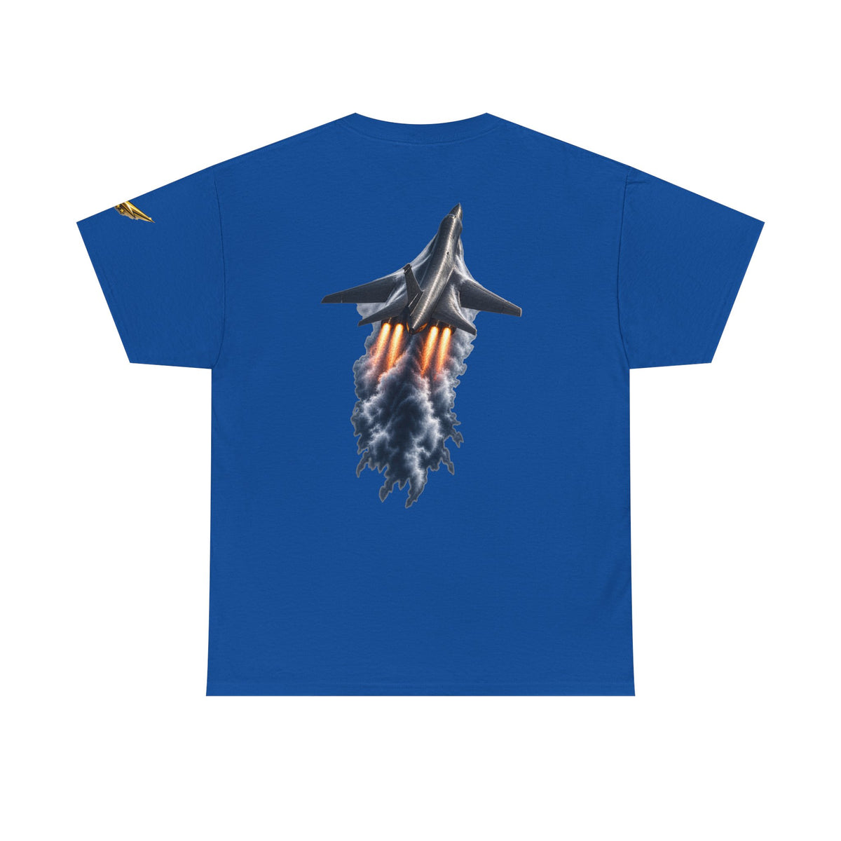 Jet Fighter Backprint Tee — Rocket Afterburner Aviation Graphic Shirt