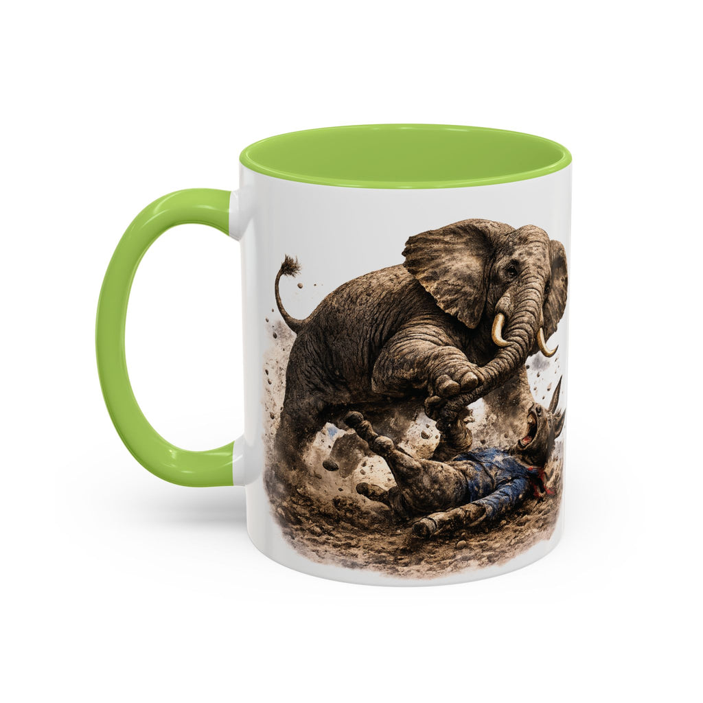 Elephant Charge Accent Coffee Mug — Dramatic Wildlife Illustration (11/15oz)