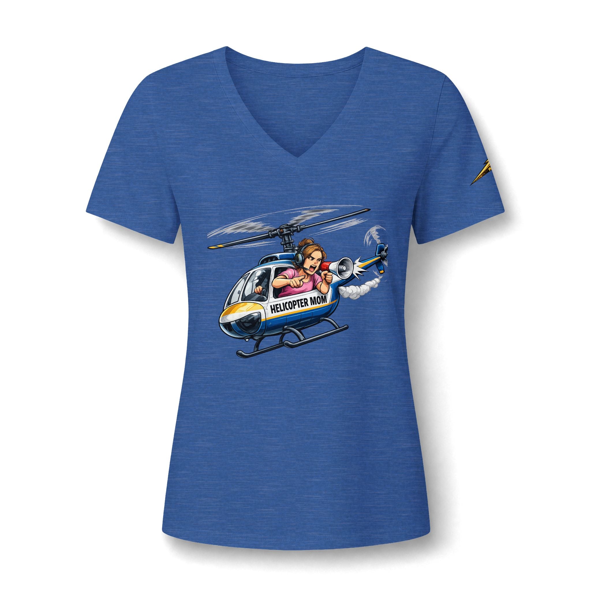 Women's V-Neck Tee — 'Helicopter Mom' Graphic Shirt