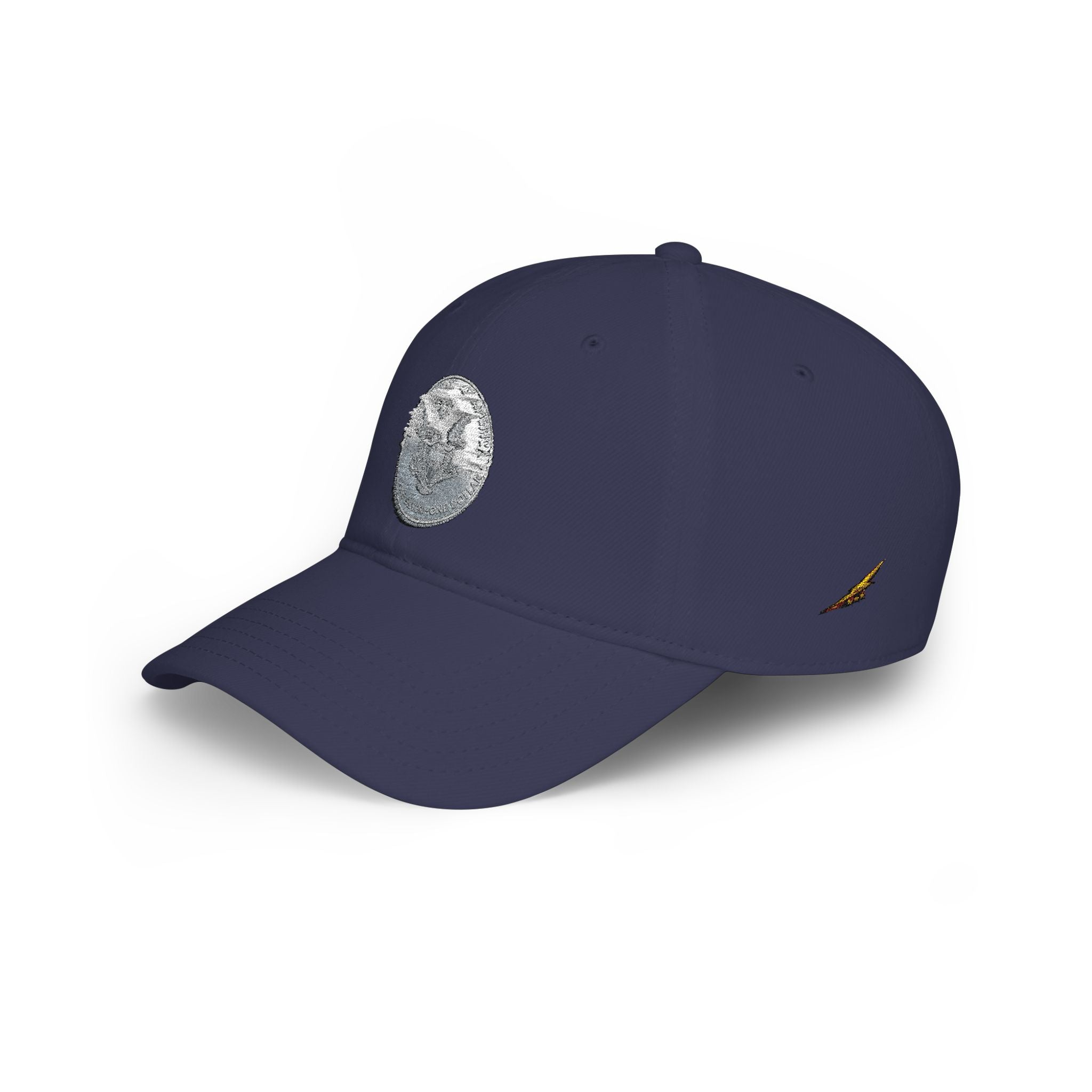 Low Profile Baseball Cap with Silver Coin Patch — Vintage Coin Dad Hat, Casual Streetwear Cap