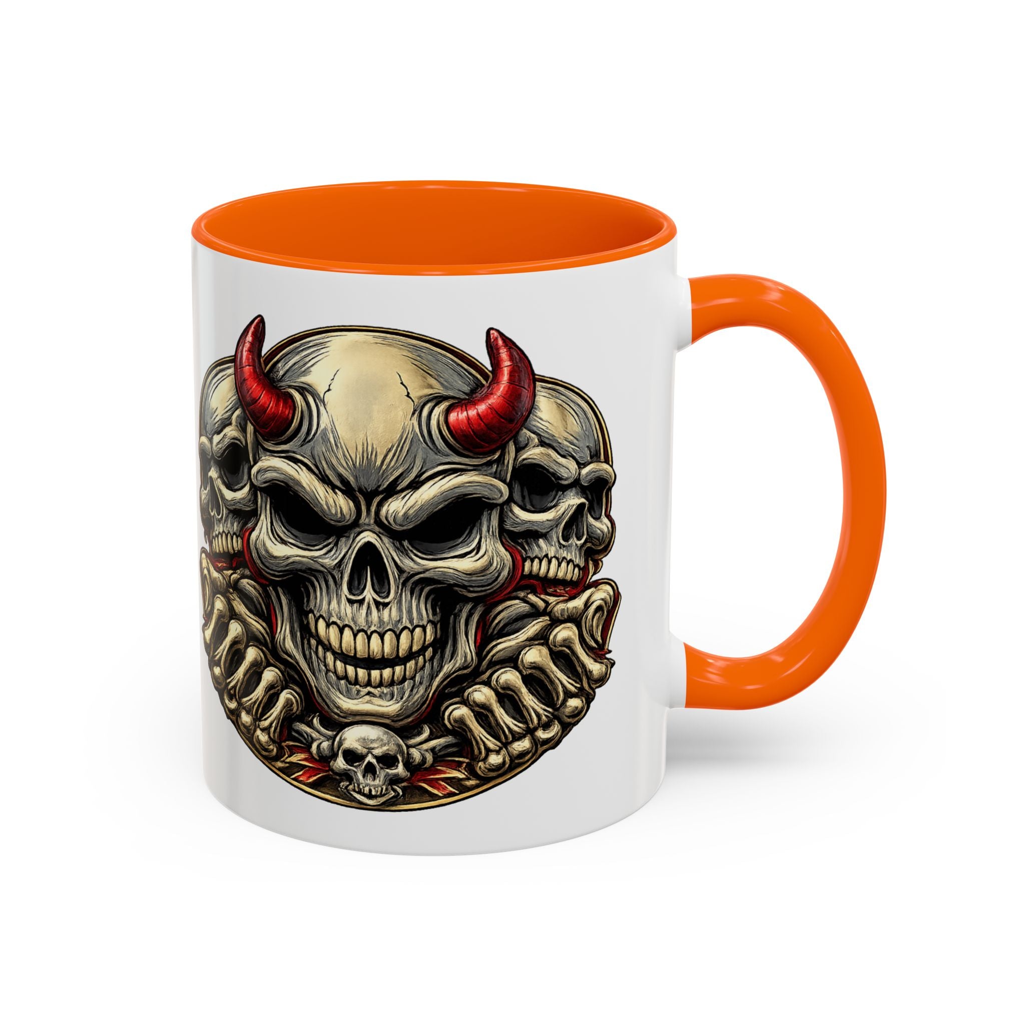 Devil Skull Accent Coffee Mug – Gothic Demon Skull Design (11/15 oz)